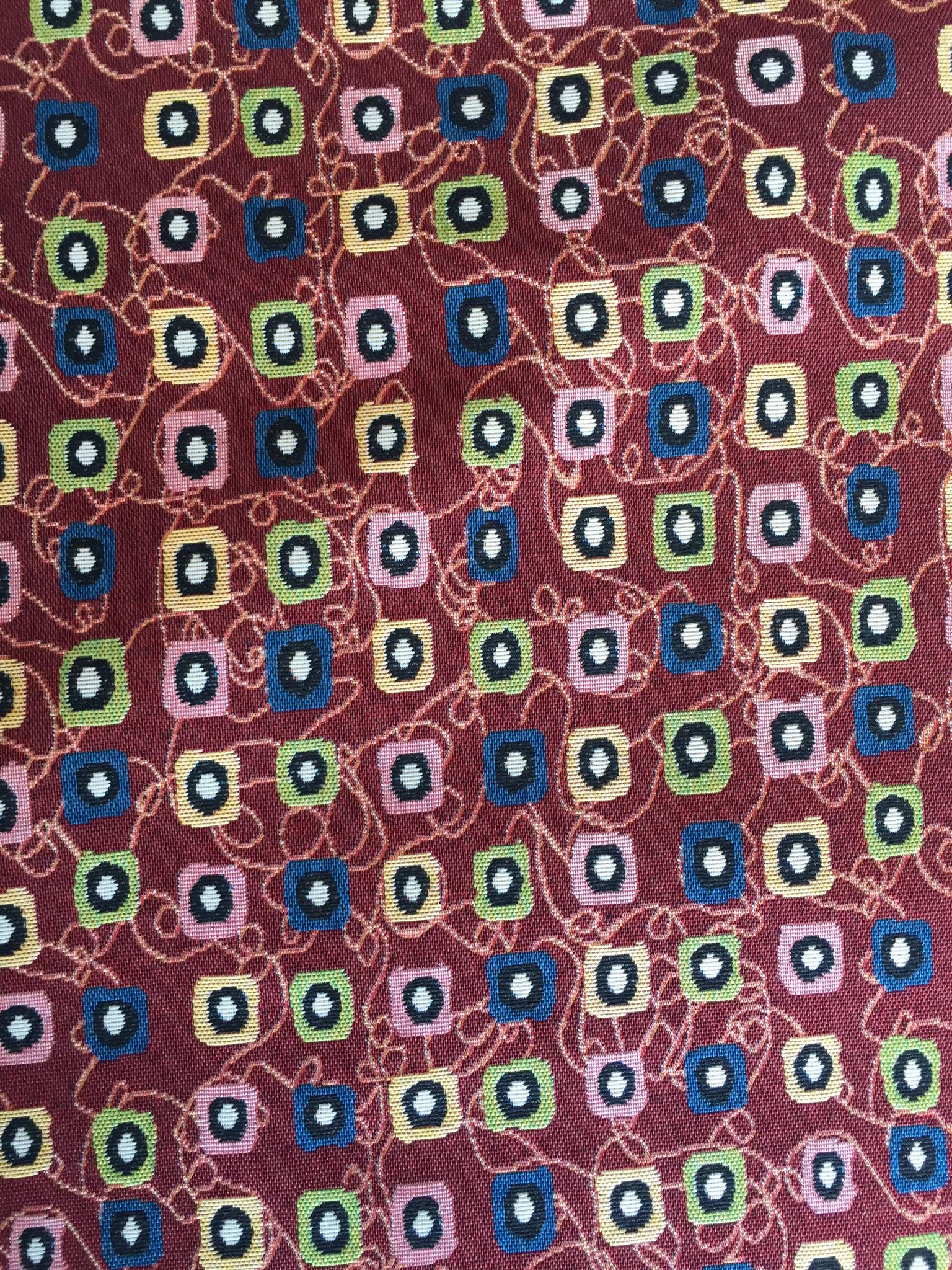 Seed Grid Jacquard Decorative Fabric, U602C red colorway fabric face