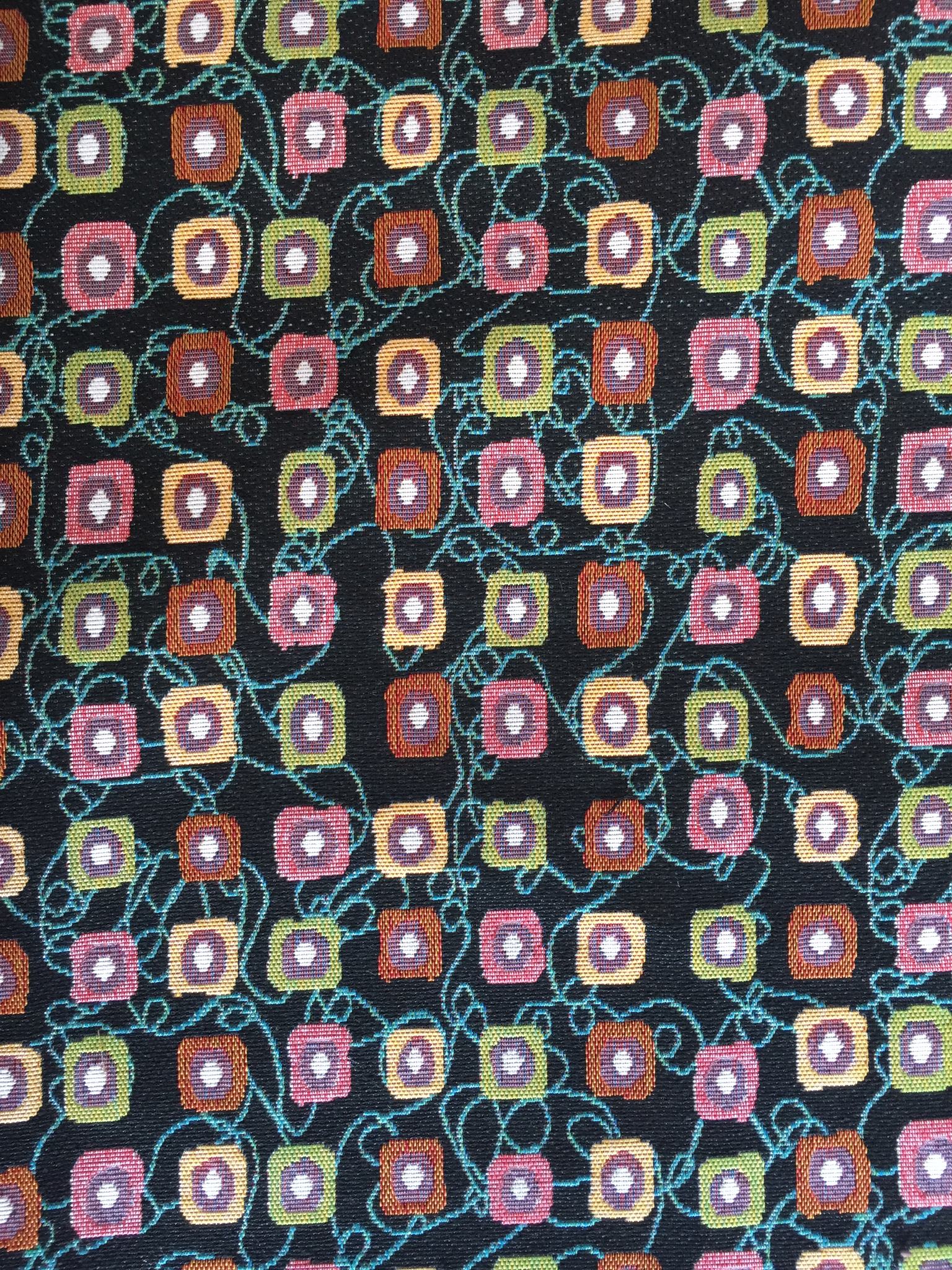 Seed Grid Jacquard Decorative Fabric, U602C black colorway fabric face