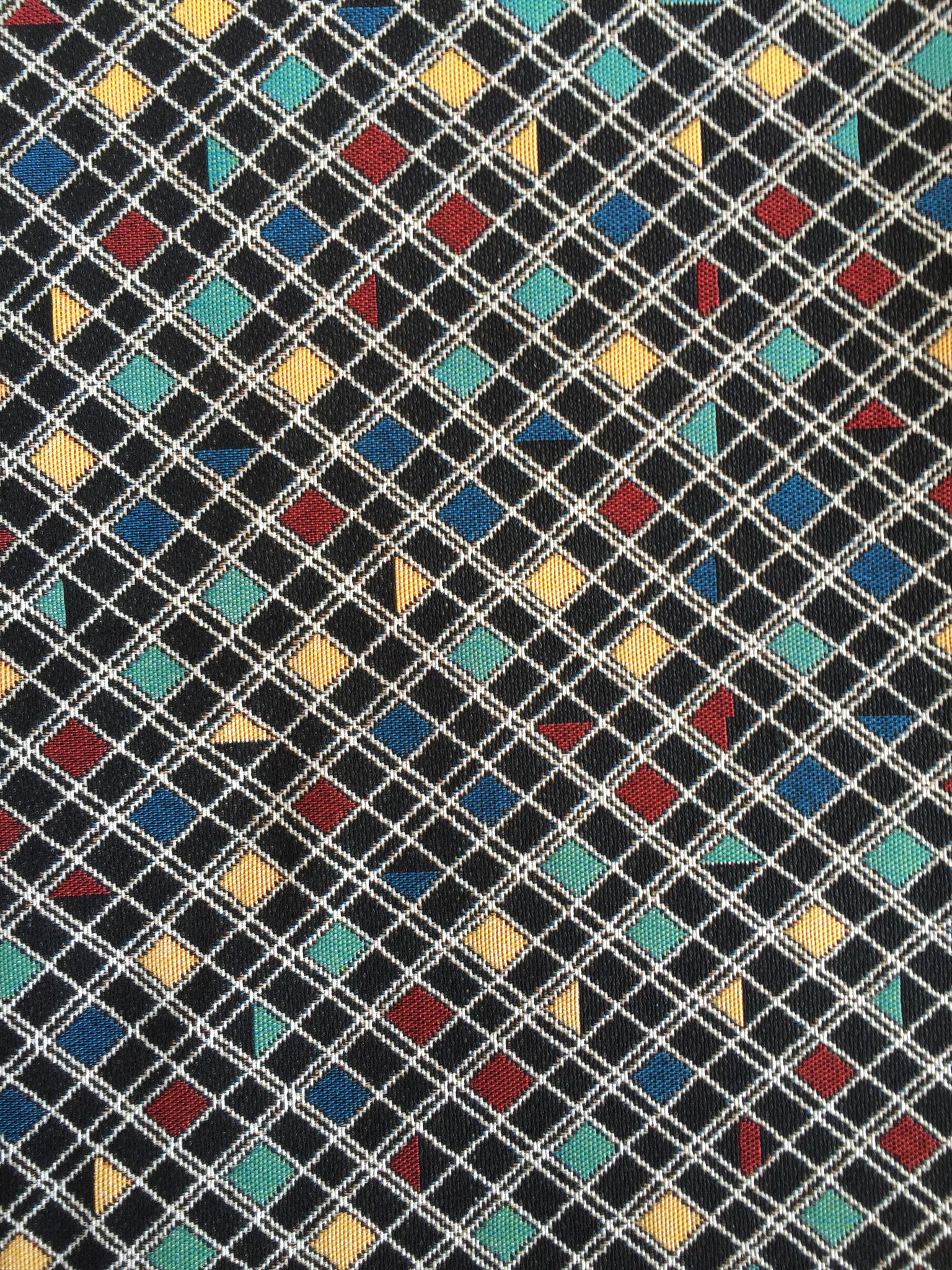 Diagonal Lattice Jacquard Decorative Fabric, U603B black colorway fabric face