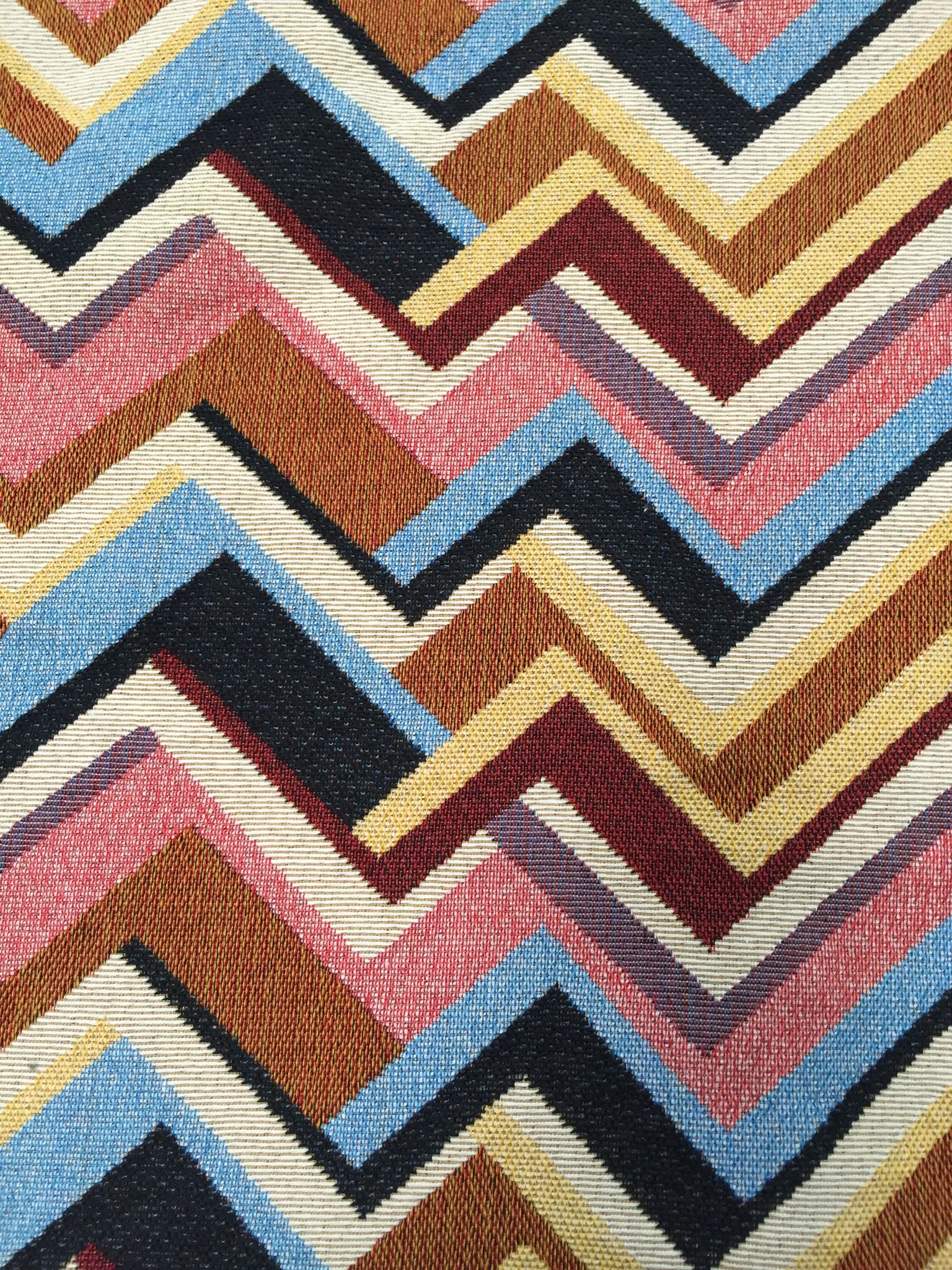 Chevron Stripe Jacquard Decorative Fabric, U604B ivory colorway fabric face