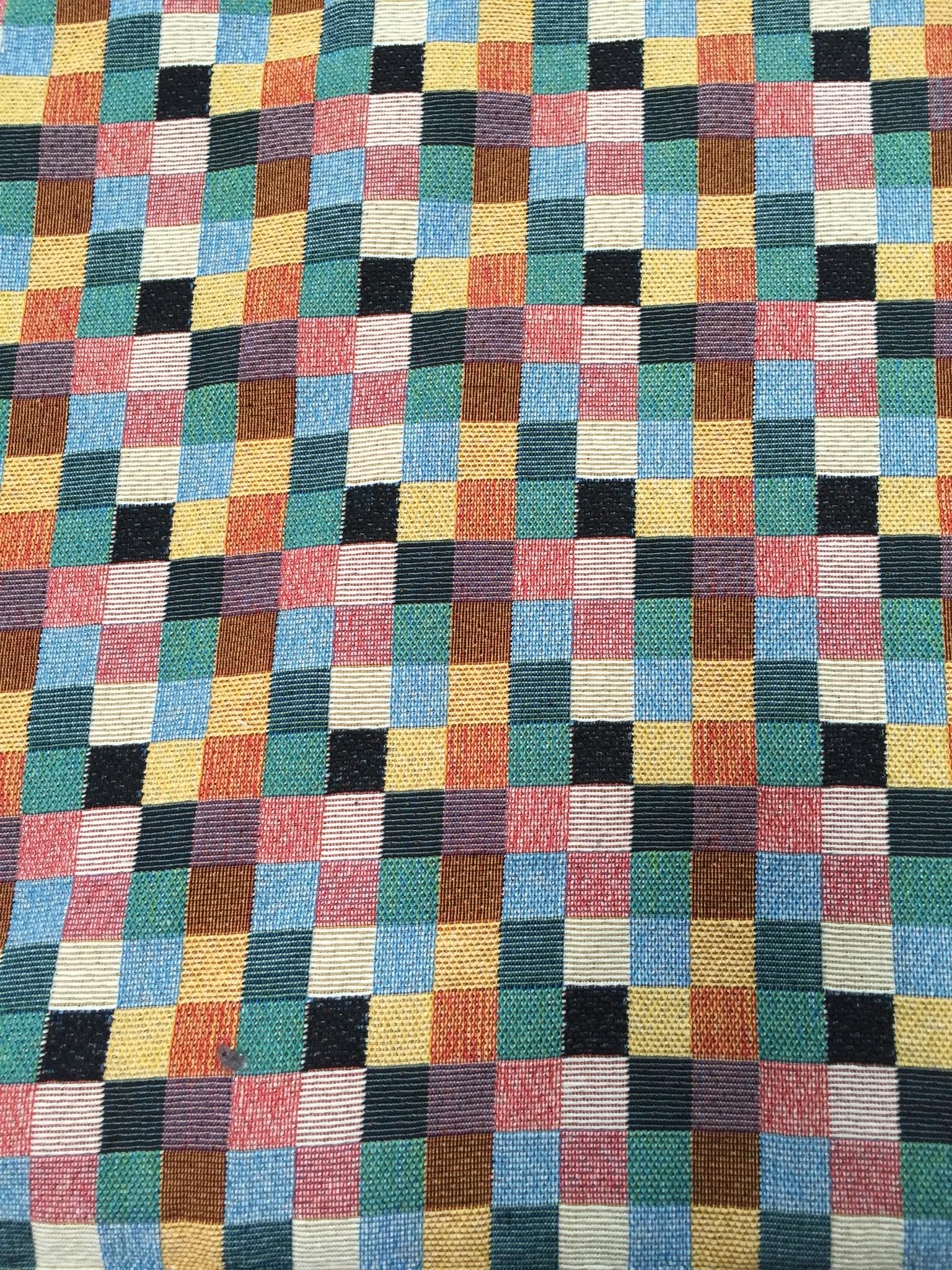 Mosaic Check Jacquard Decorative Fabric, U604C ivory colorway fabric face