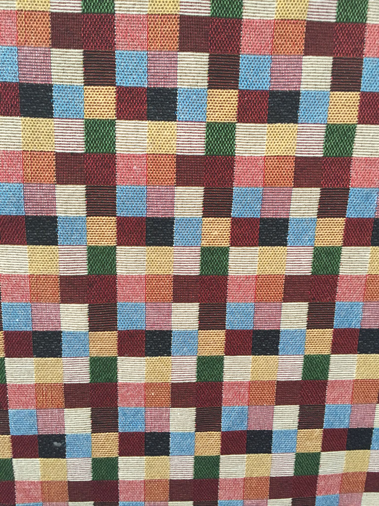 Mosaic Check Jacquard Decorative Fabric, U604C black colorway fabric face