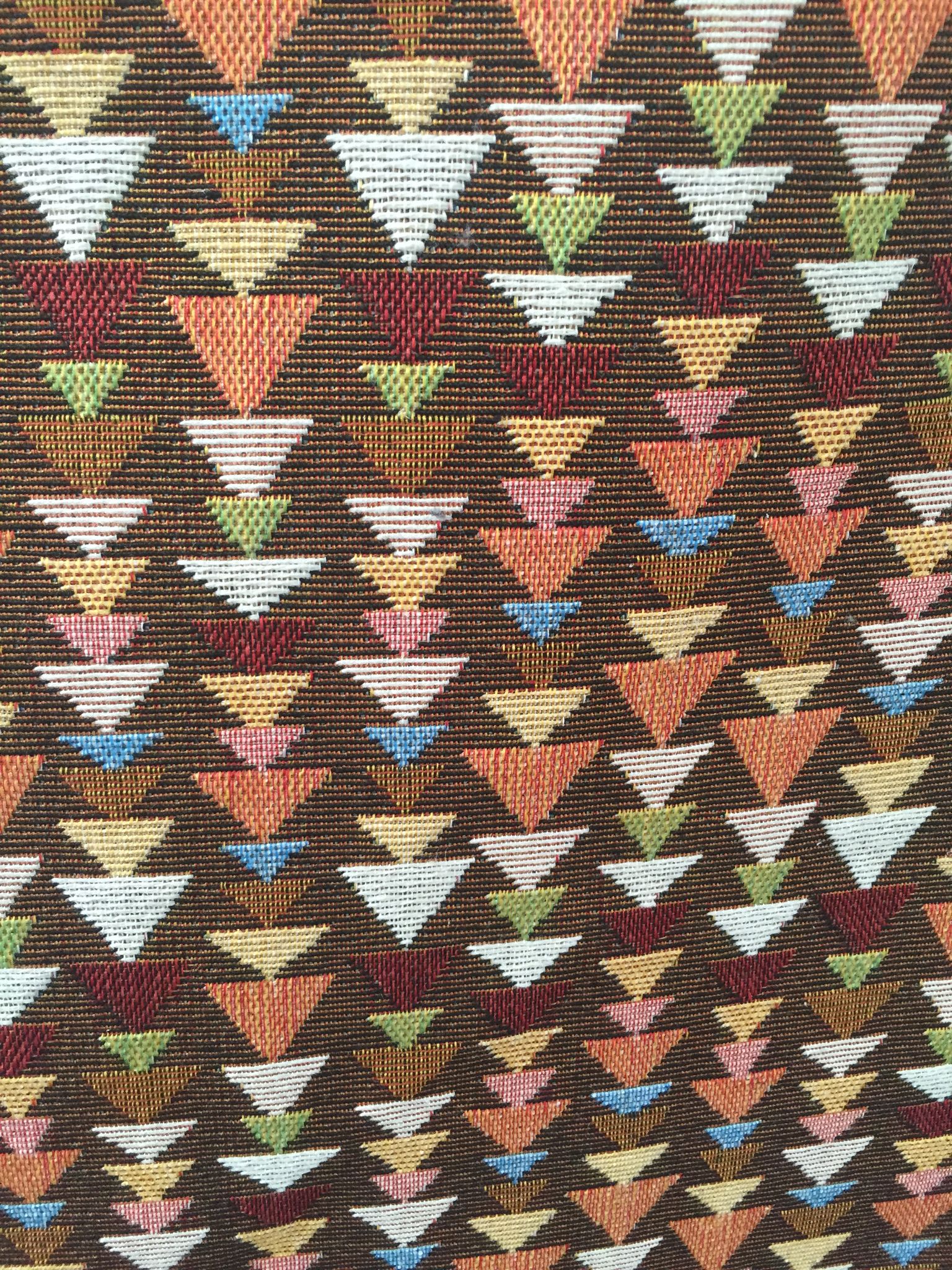 Stacked Triangle Jacquard Decorative Fabric, U605 coffee colorway fabric face
