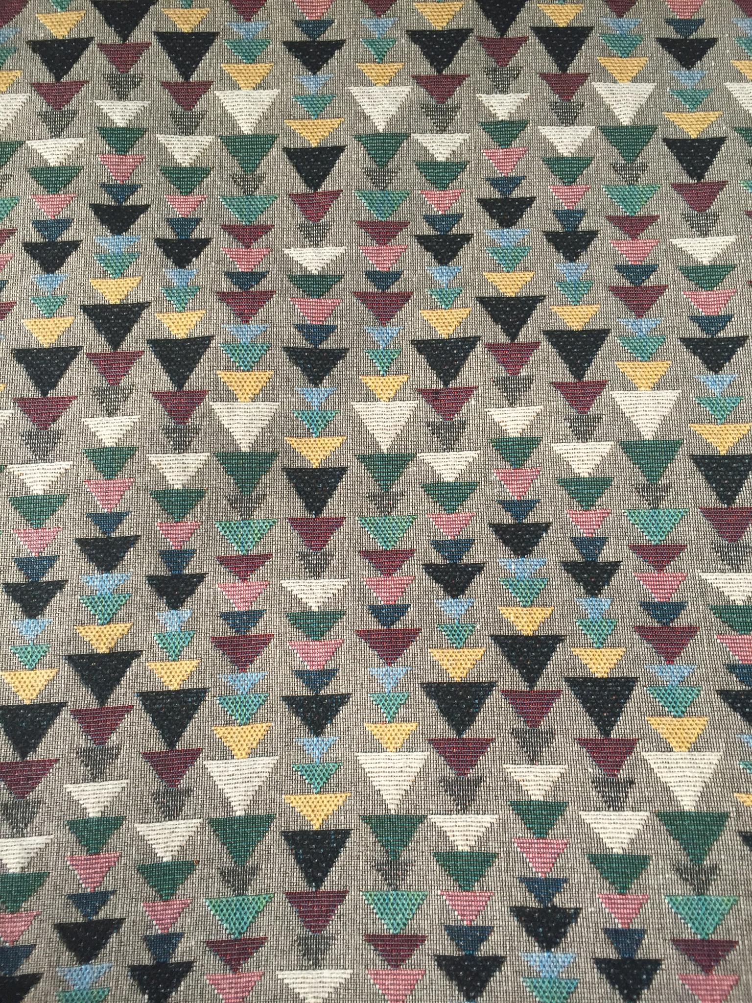 Stacked Triangle Jacquard Decorative Fabric, U605 grey colorway fabric face