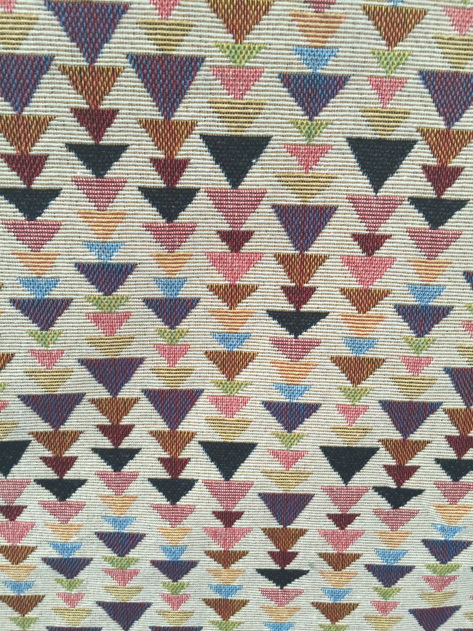 Stacked Triangle Jacquard Decorative Fabric, U605 ivory colorway fabric face