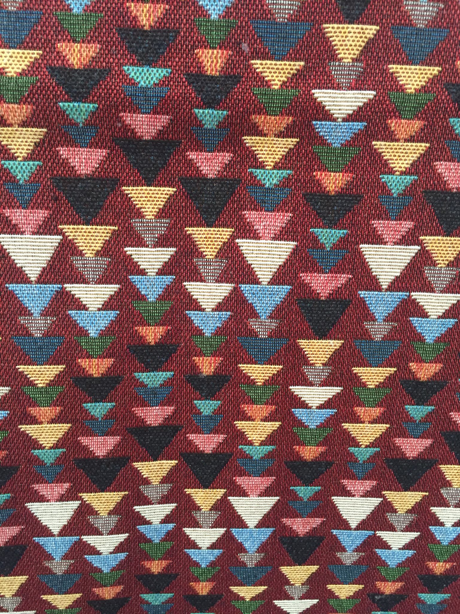 Stacked Triangle Jacquard Decorative Fabric, U605 red colorway fabric face