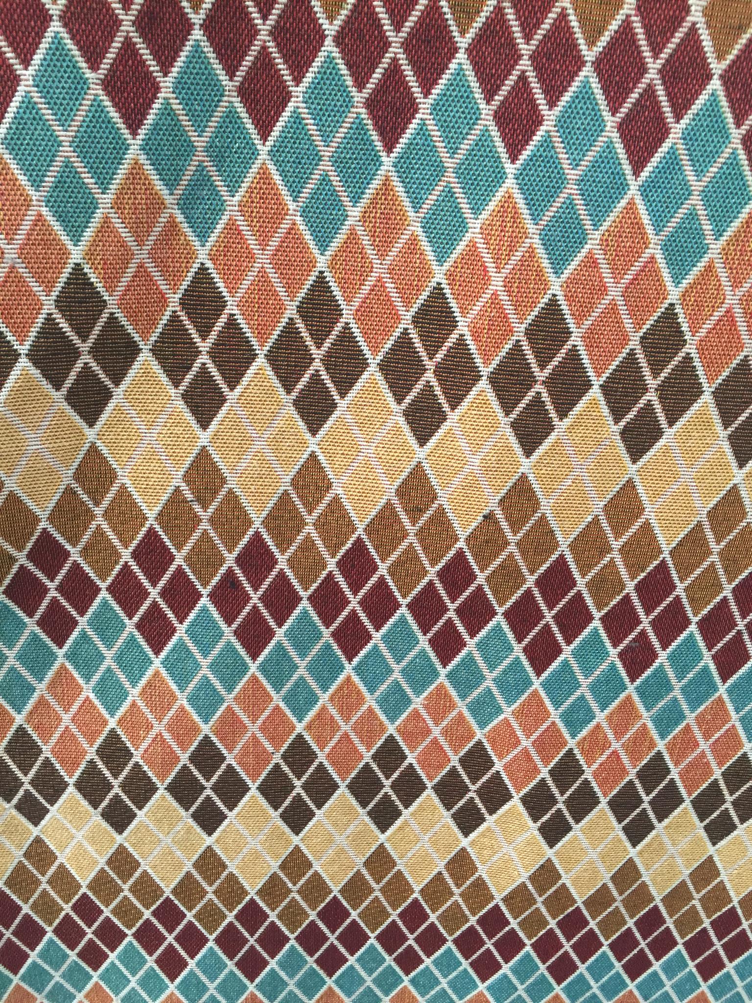 Argyle Diamond Jacquard Decorative Fabric, U606 coffee colorway fabric face