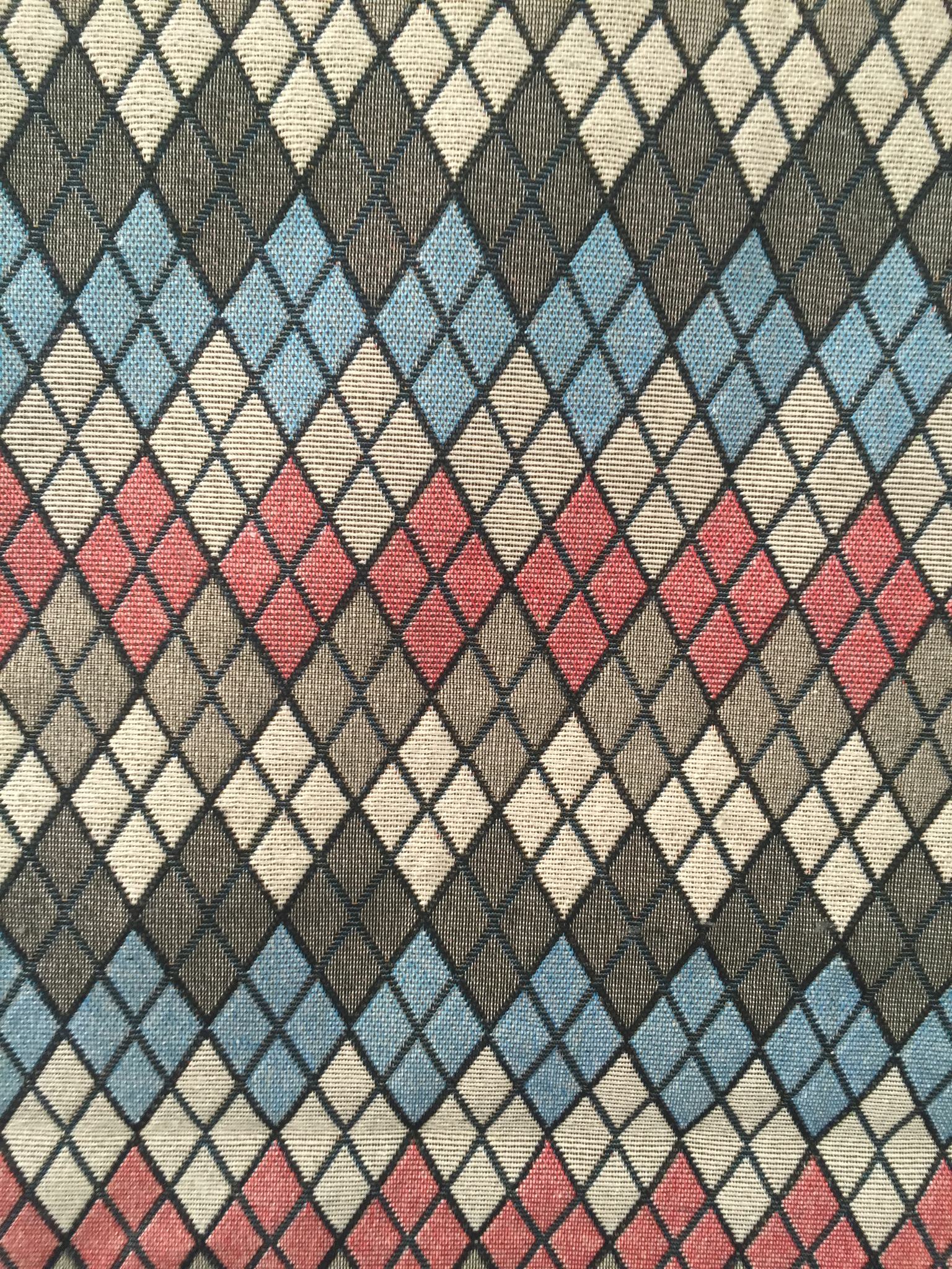 Argyle Diamond Jacquard Decorative Fabric, U606 grey colorway fabric face