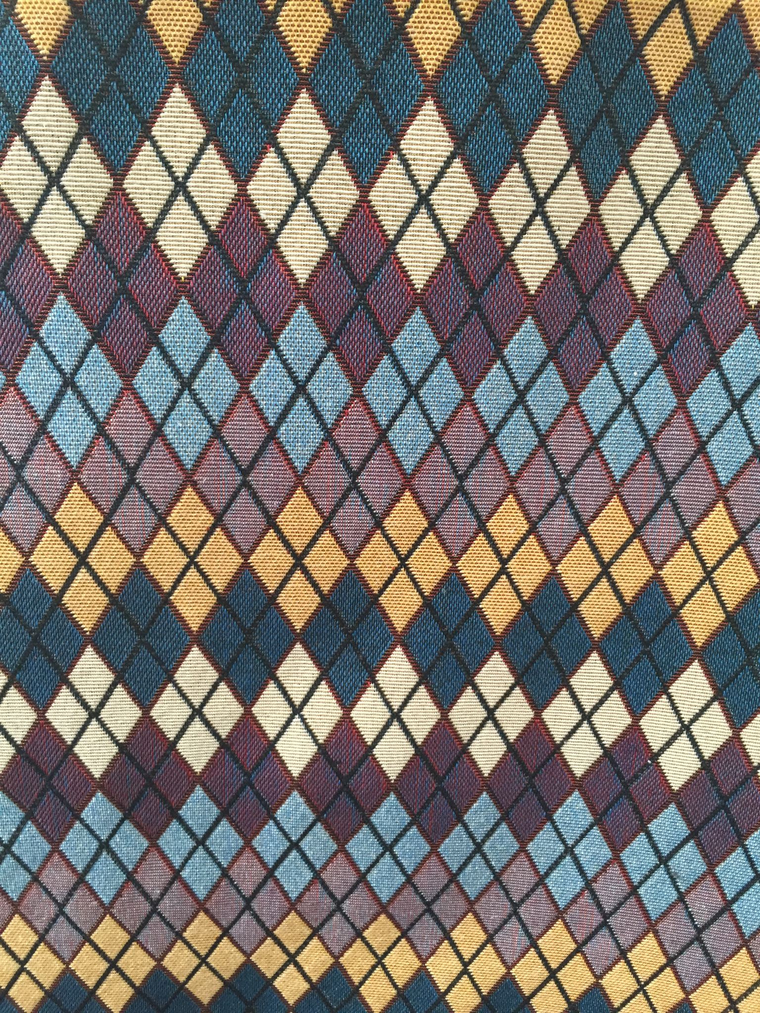 Argyle Diamond Jacquard Decorative Fabric, U606 ivory colorway fabric face