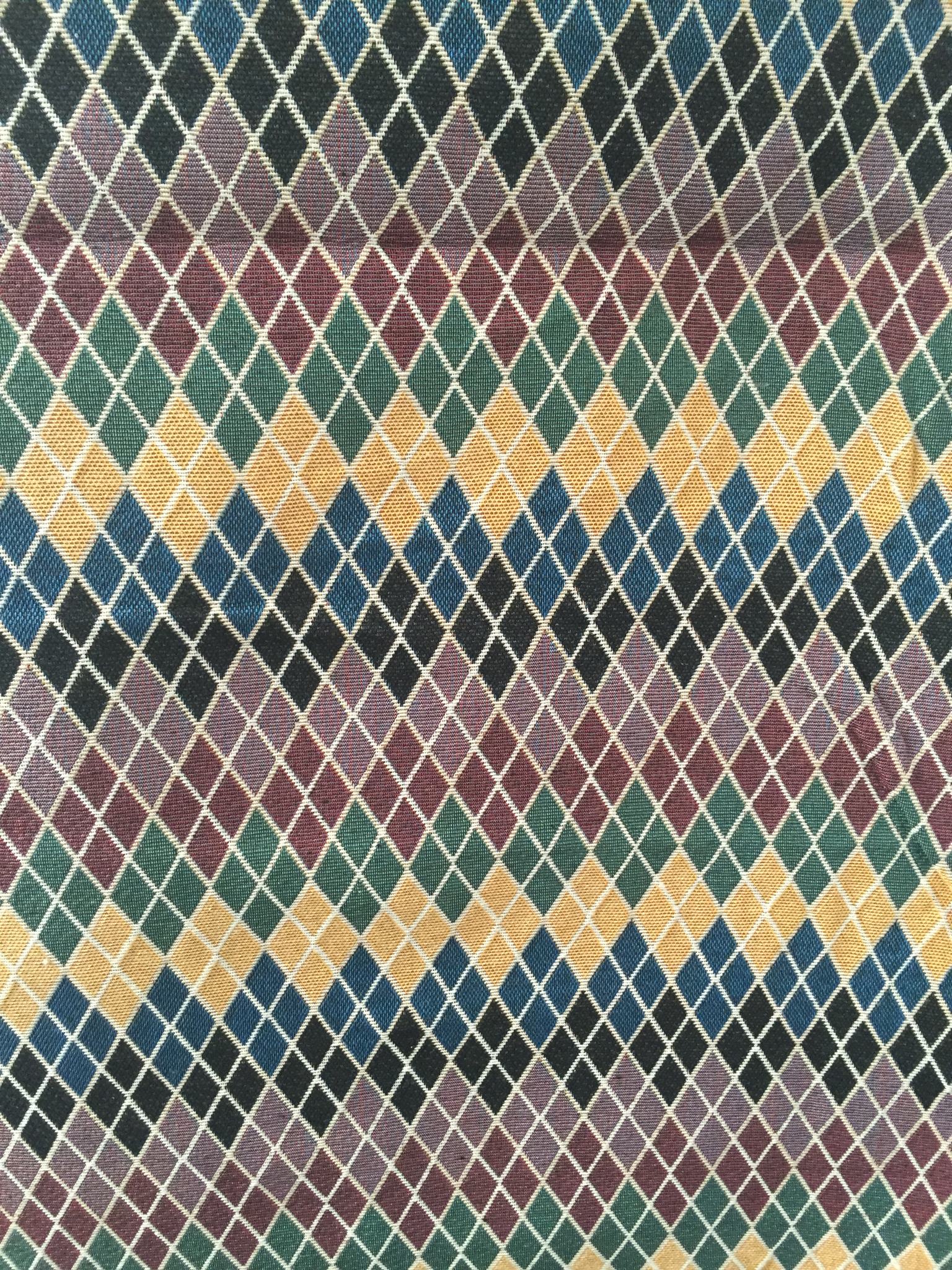 Argyle Diamond Jacquard Decorative Fabric, U606 black colorway fabric face
