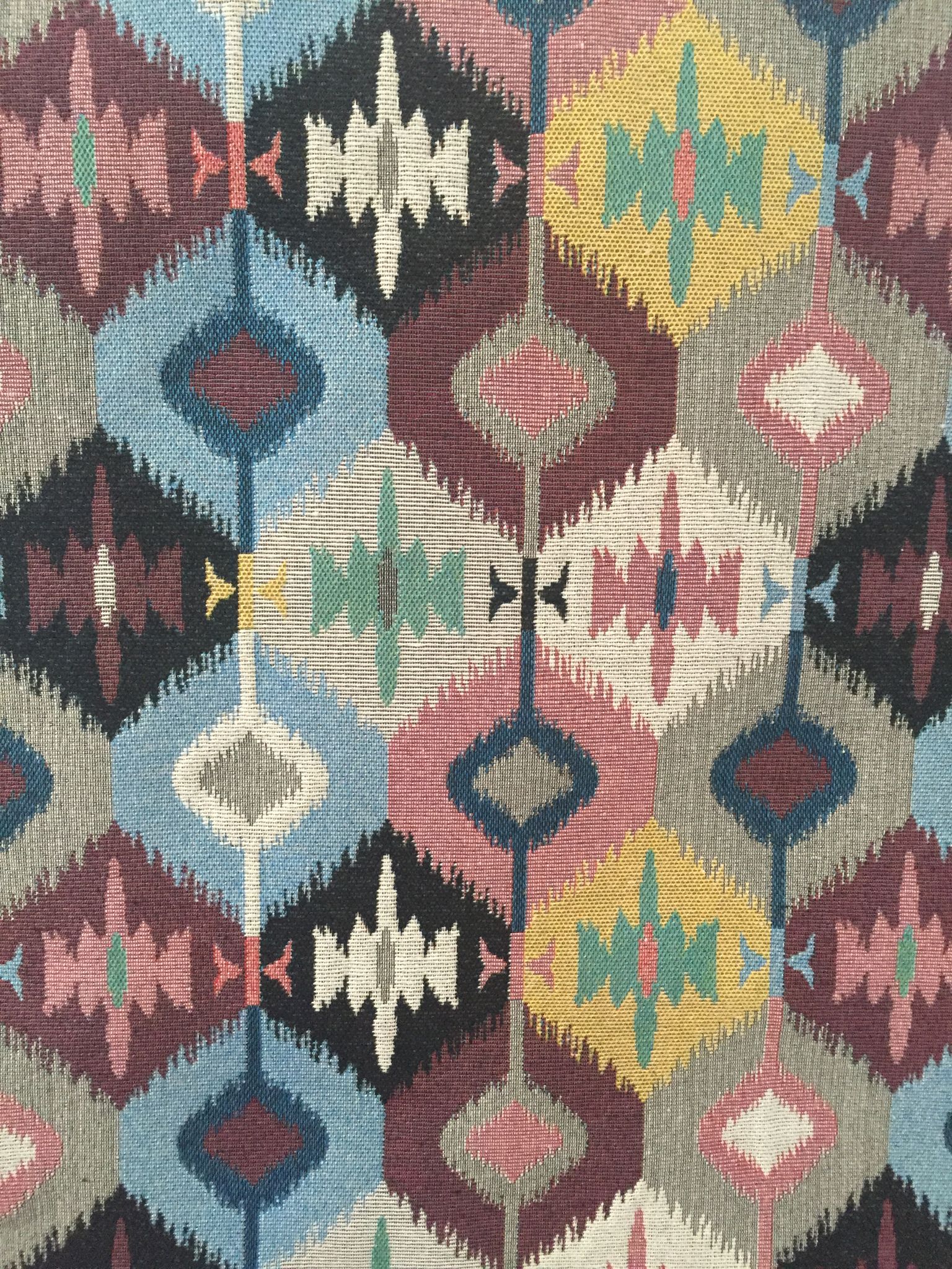 Ikat Diamond Jacquard Decorative Fabric, U607 grey colorway fabric face