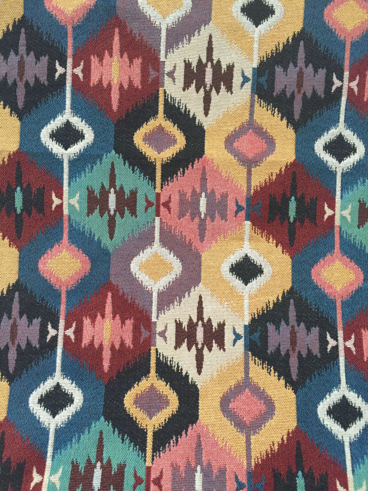 Ikat Diamond Jacquard Decorative Fabric, U607 black colorway fabric face