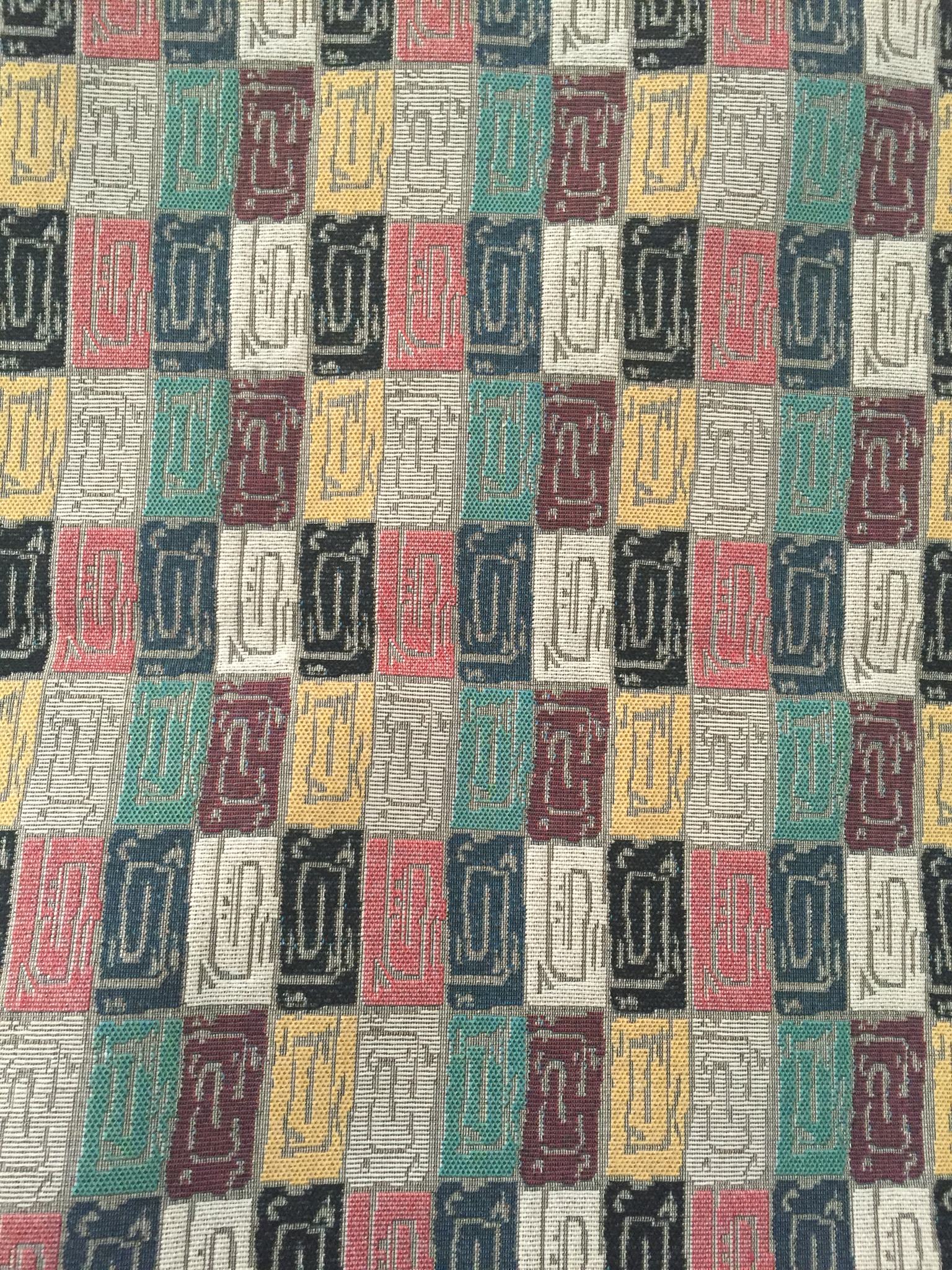 Maze Block Jacquard Decorative Fabric, U608 grey colorway fabric face