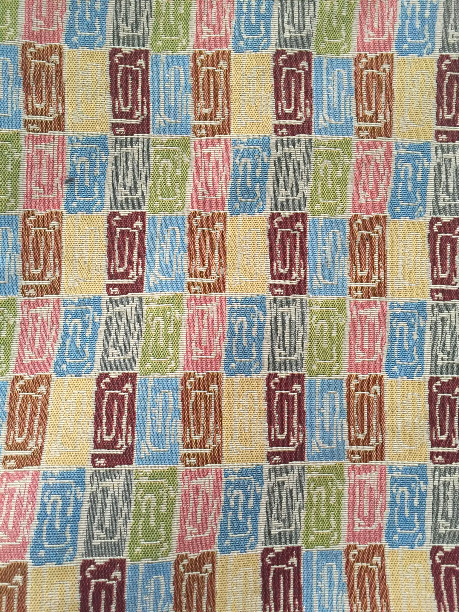 Maze Block Jacquard Decorative Fabric, U608 ivory colorway fabric face