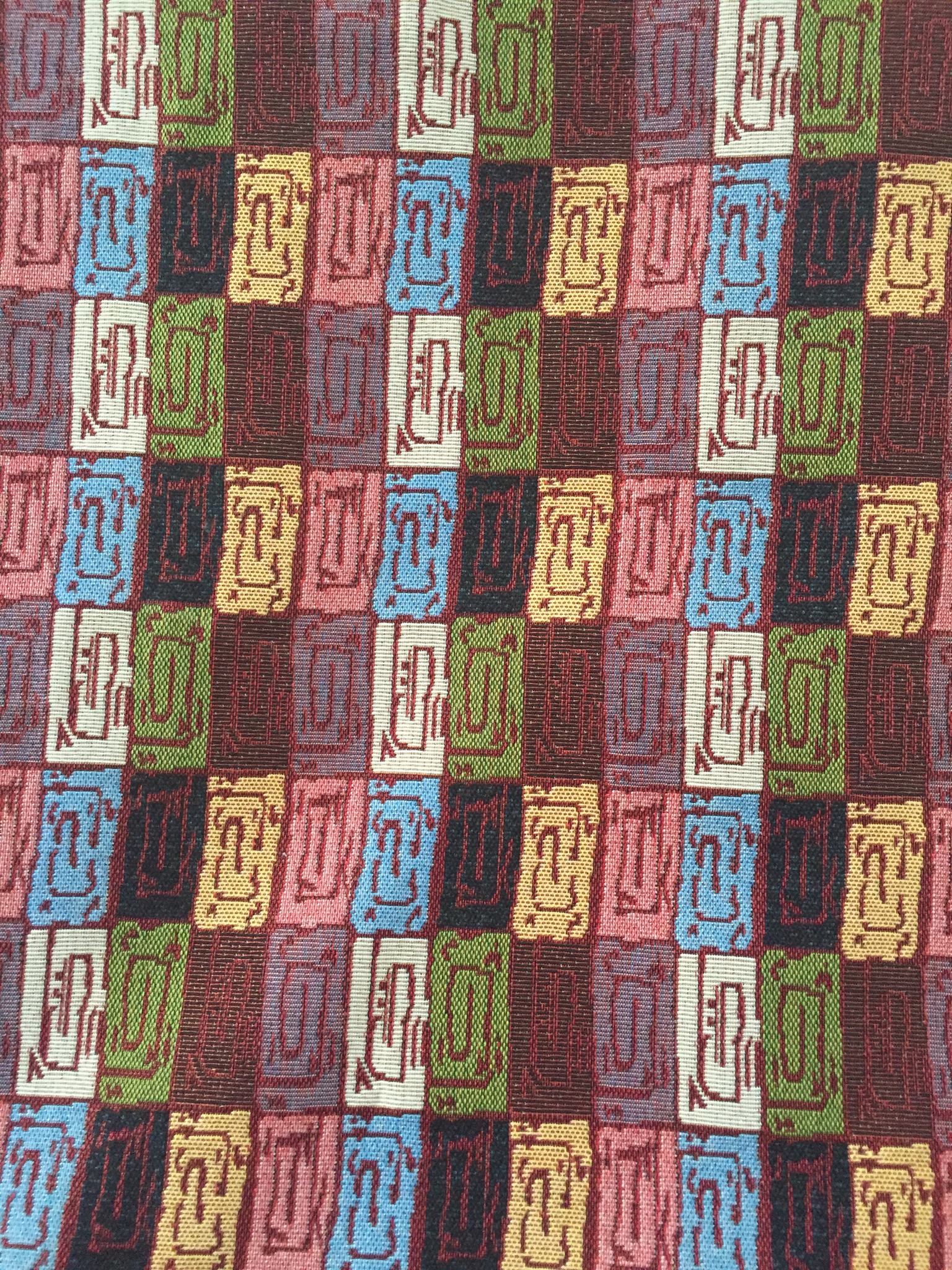 Maze Block Jacquard Decorative Fabric, U608 red colorway fabric face