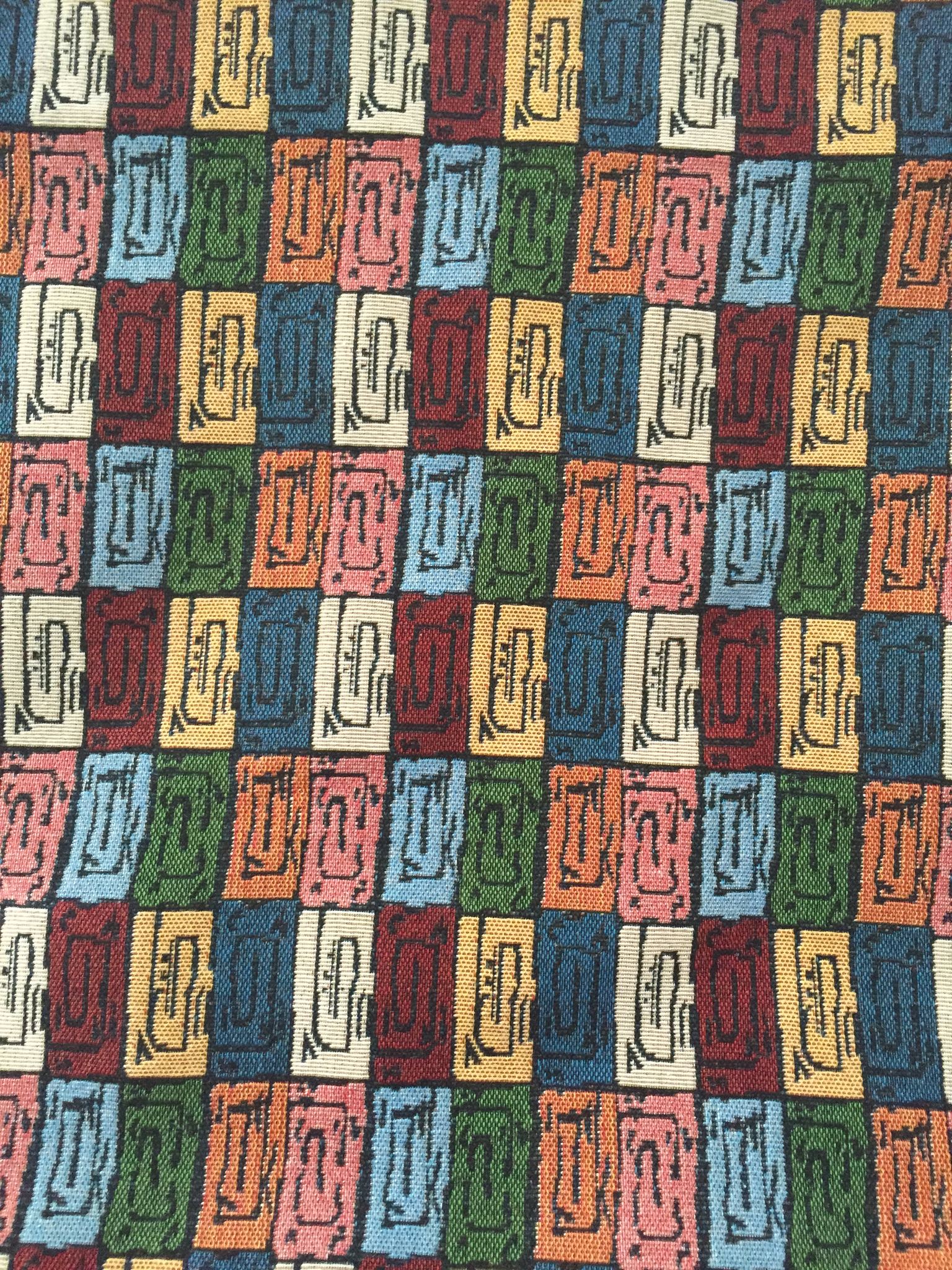 Maze Block Jacquard Decorative Fabric, U608 black colorway fabric face