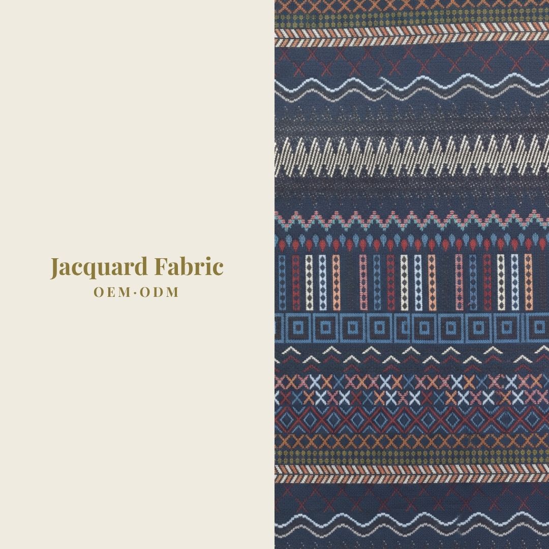Multicolor Ethnic Multi-Element Stripe Jacquard Fabric | Cotton-Polyester | 150cm | Wholesale OEM Custom Cotton-Poly Jacquard Fabric