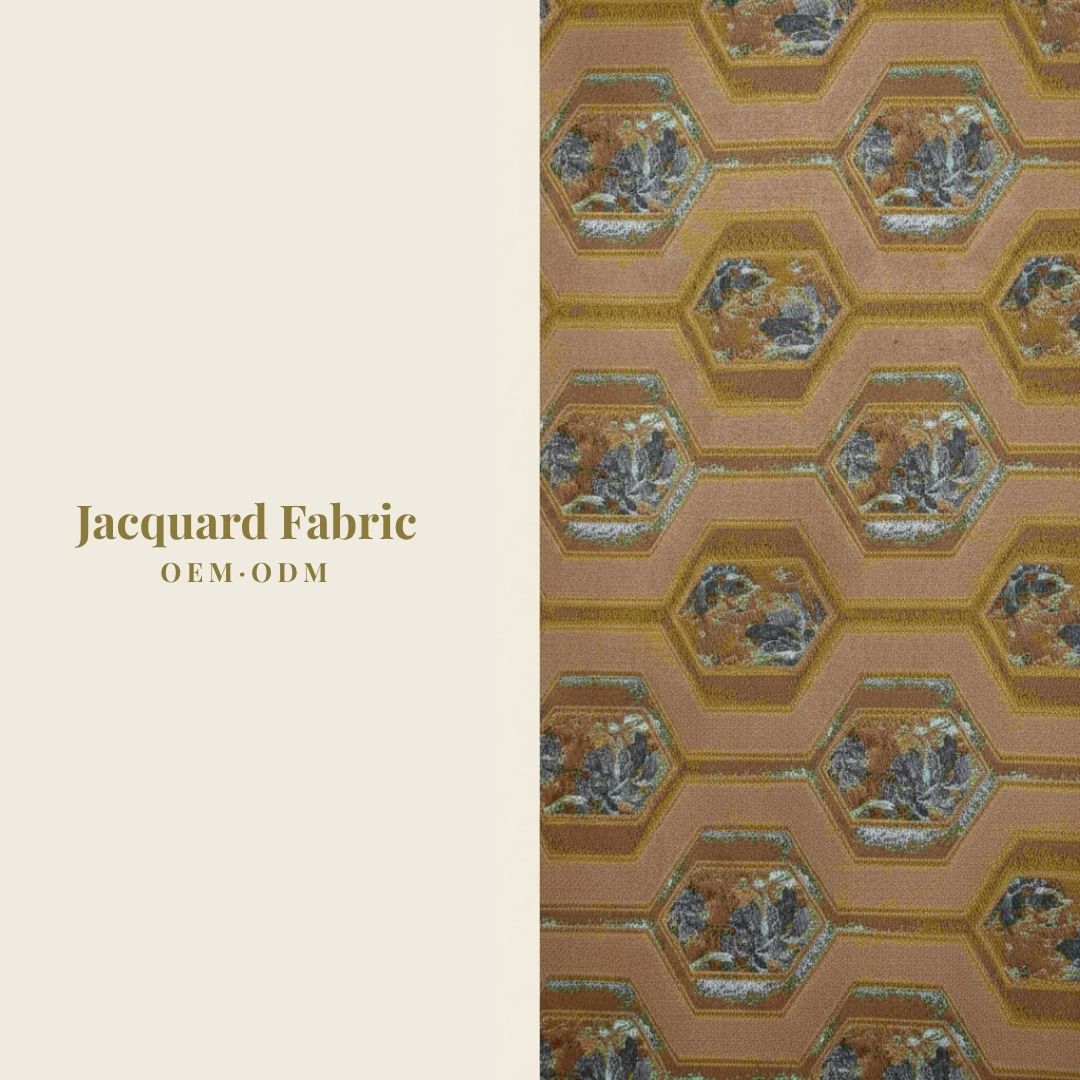 Hexagon Landscape Jacquard Woven Fabric | Polyester | 150cm | Wholesale OEM Custom Cotton-Poly Jacquard Fabric
