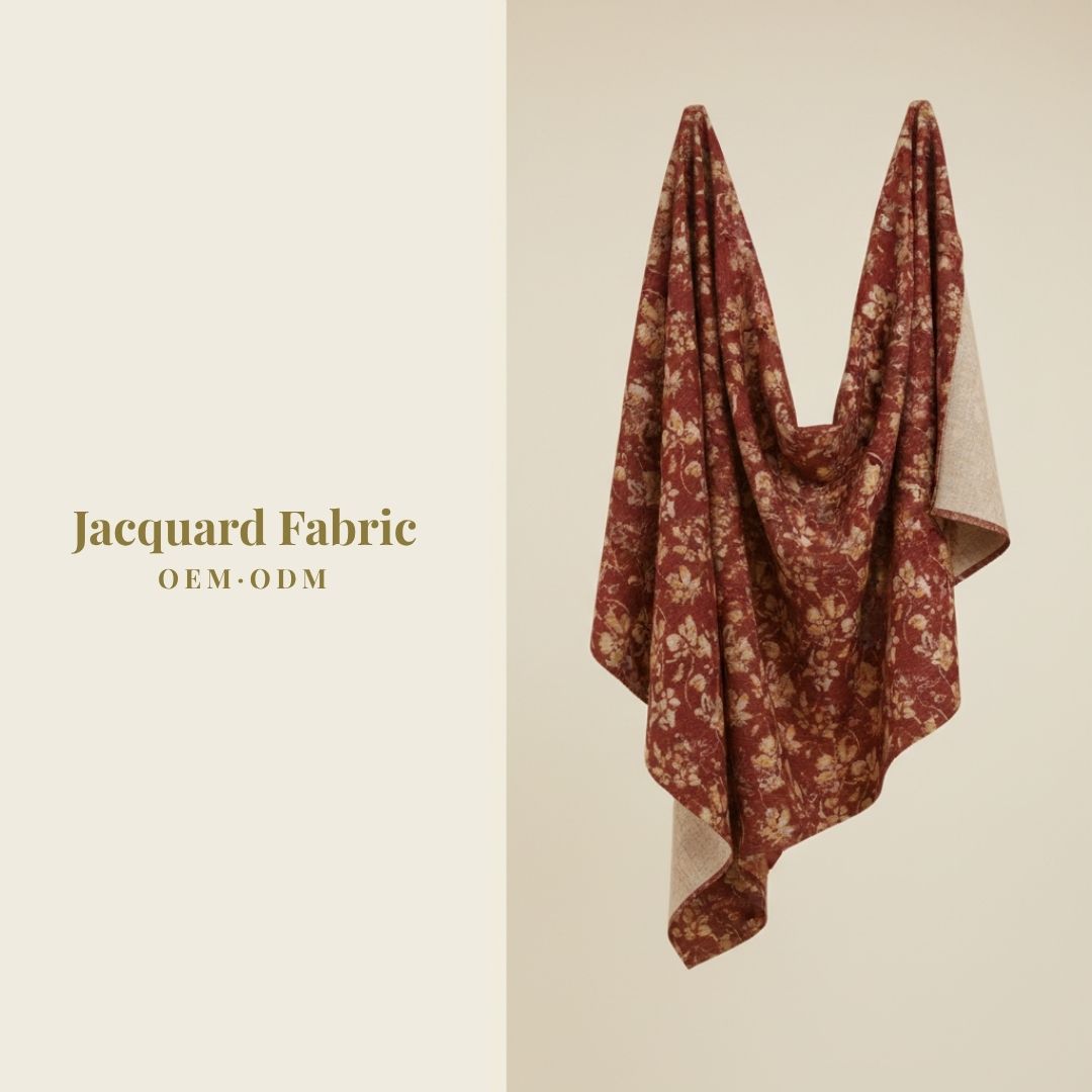 Burgundy Floral Vine Chenille Jacquard Fabric | Chenille | 150cm | Wholesale OEM Custom Chenille Jacquard Fabric