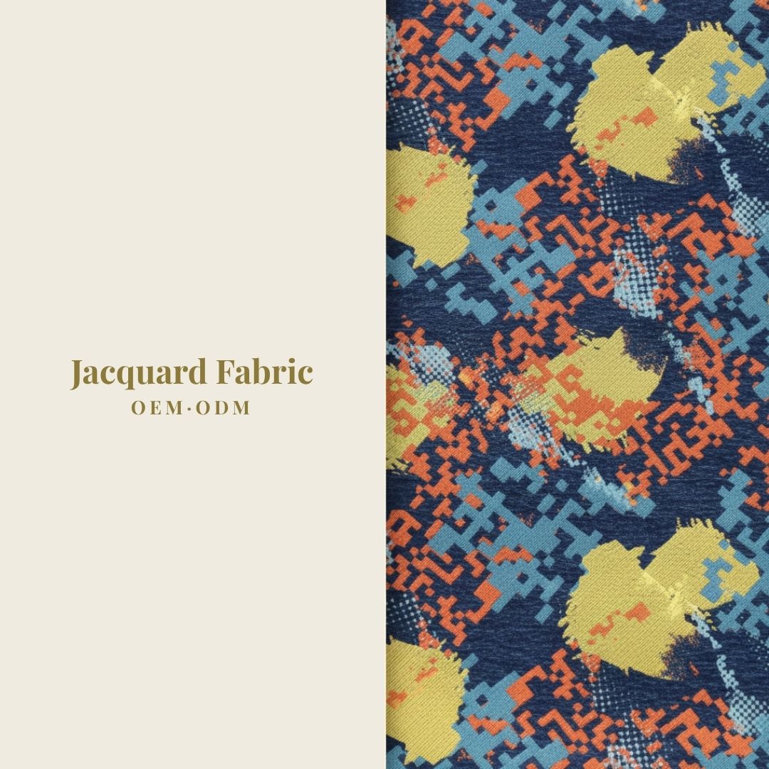 Navy Blue Abstract Camo Chenille Jacquard Fabric | Chenille | 150cm | Wholesale OEM Custom Chenille Jacquard Fabric
