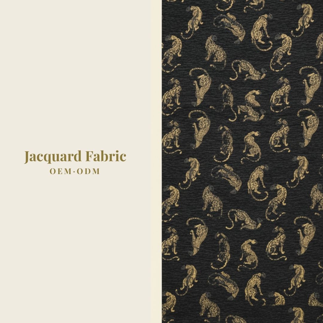 Black Gold Jacquard Fabric | Leopard Jacquard | 150cm | Wholesale OEM Custom Chenille Jacquard Fabric