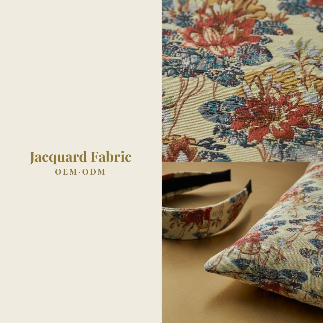 Water Lily Jacquard Woven Fabric | Polyester | 150cm | Wholesale OEM Custom Cotton-Poly Jacquard Fabric