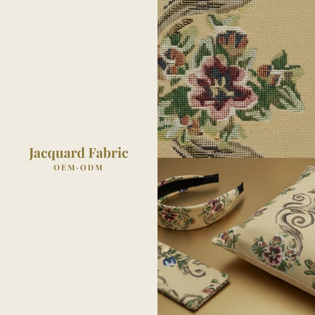 Navy Floral Vine Jacquard Woven Fabric | Polyester-Cotton | 150cm | Wholesale OEM Custom Jacquard Fabric
