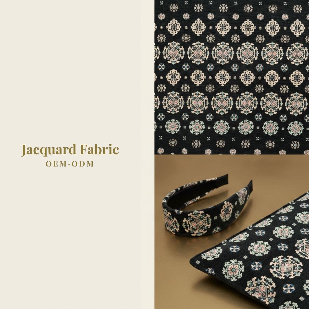 Black Persian Floral Medallion Chenille Jacquard Fabric | Chenille | 150cm | Wholesale OEM Custom Chenille Jacquard Fabric