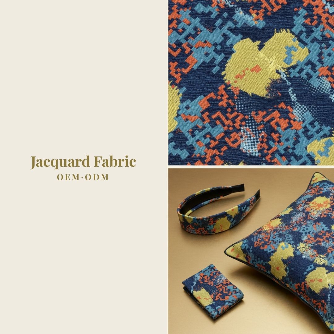 Navy Blue Abstract Camo Chenille Jacquard Fabric | Chenille | 150cm | Wholesale OEM Custom Chenille Jacquard Fabric