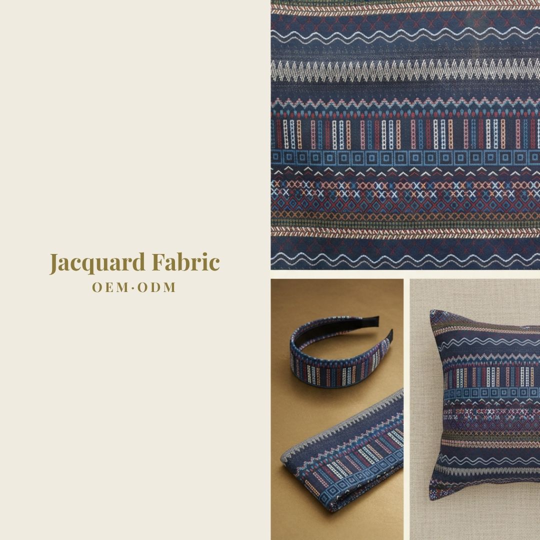 Multicolor Ethnic Multi-Element Stripe Jacquard Fabric | Cotton-Polyester | 150cm | Wholesale OEM Custom Cotton-Poly Jacquard Fabric