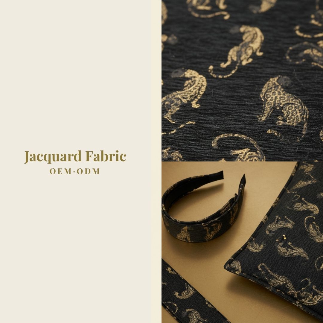 Black Gold Jacquard Fabric | Leopard Jacquard | 150cm | Wholesale OEM Custom Chenille Jacquard Fabric