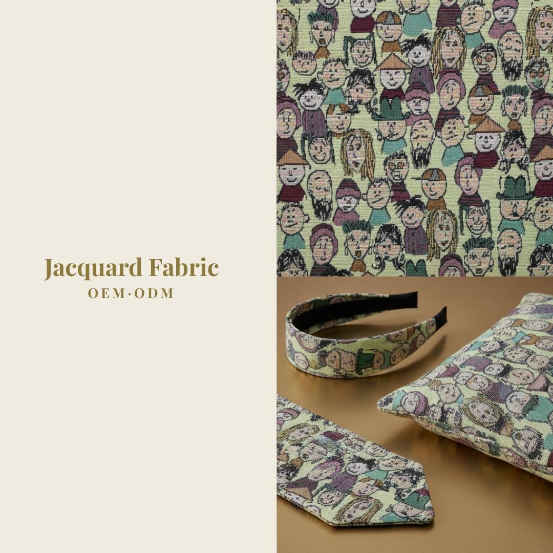 Burgundy Jacquard Fabric | Character People | 150cm | Wholesale OEM Custom Cotton-Poly Jacquard Fabric