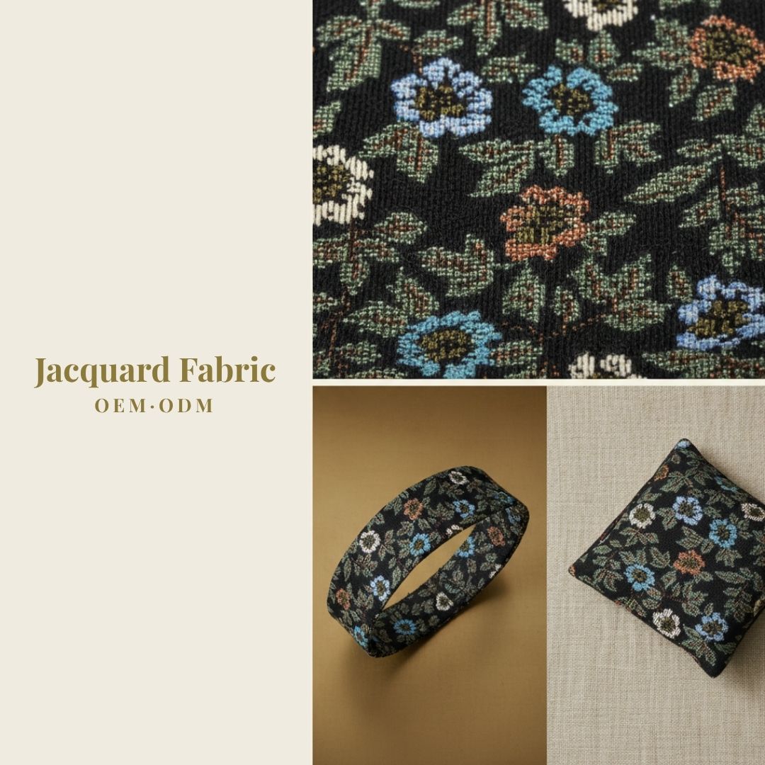 Black Multicolor Floral Jacquard Woven Fabric | Polyester-Cotton | 150cm | Wholesale OEM Custom Cotton-Poly Jacquard Fabric