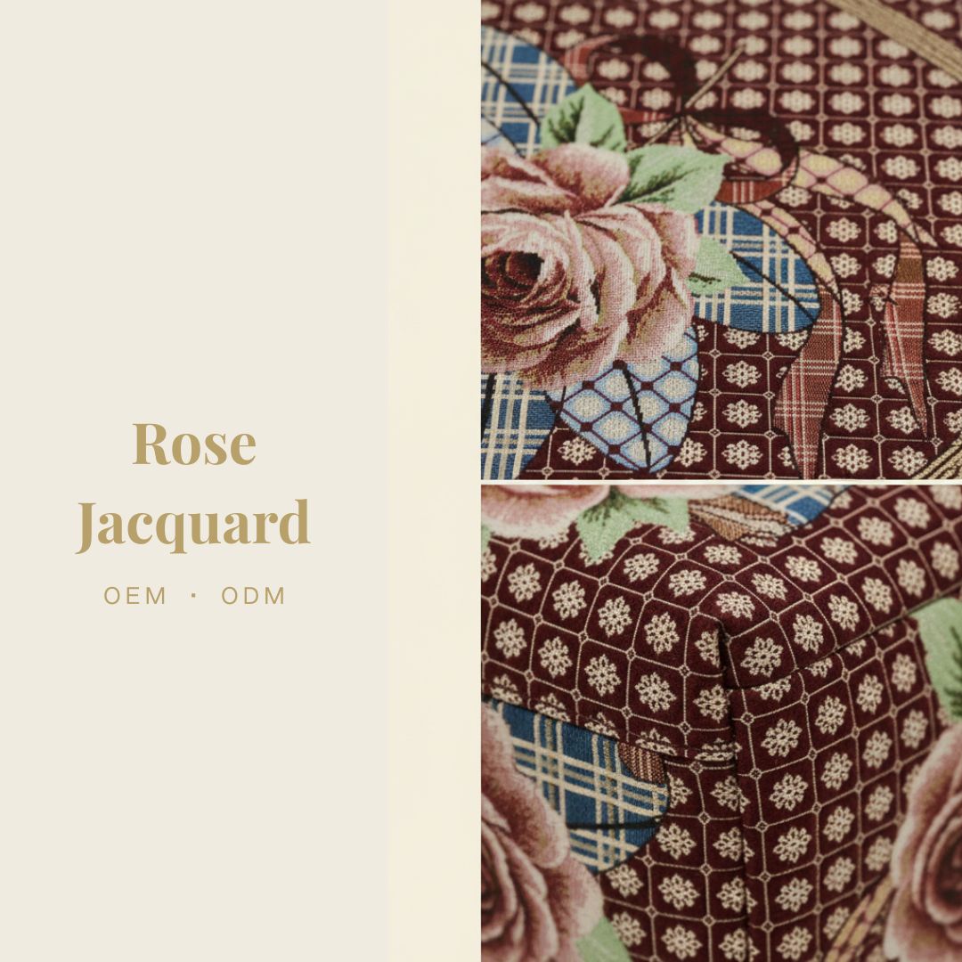 Multicolor Rose Wave Floral Jacquard Fabric | Polyester-Cotton | 150cm | Wholesale OEM Custom Cotton-Poly Jacquard Fabric