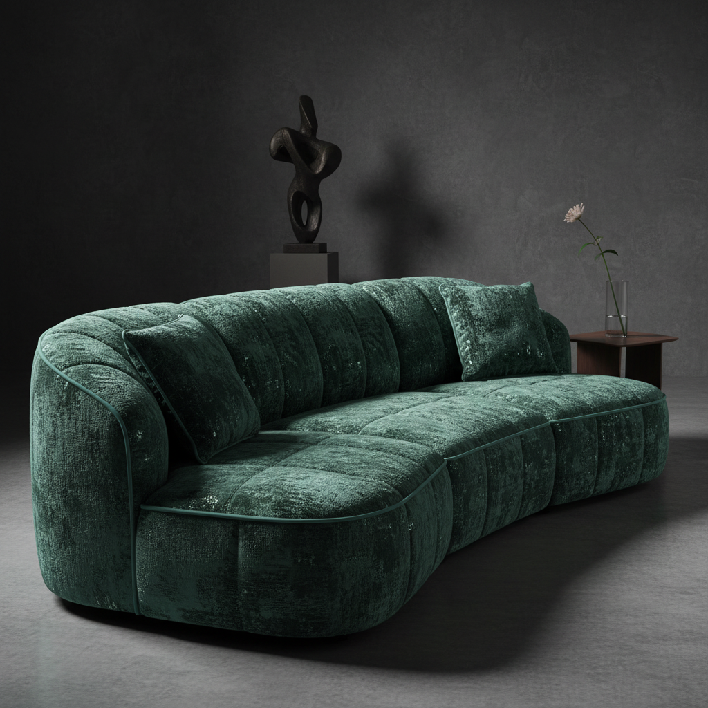 AI application preview 4: emerald hero sofa close-up