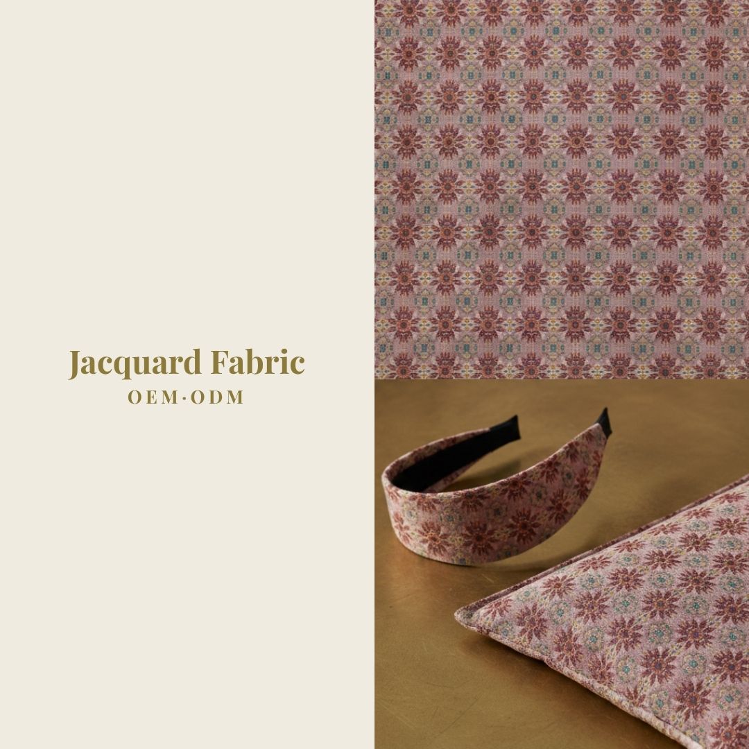 Rose Pink Multicolor Ethnic Geometric Star Jacquard Woven Fabric | Polyester-Cotton | 150cm | Wholesale OEM Custom Cotton-Poly Jacquard Fabric