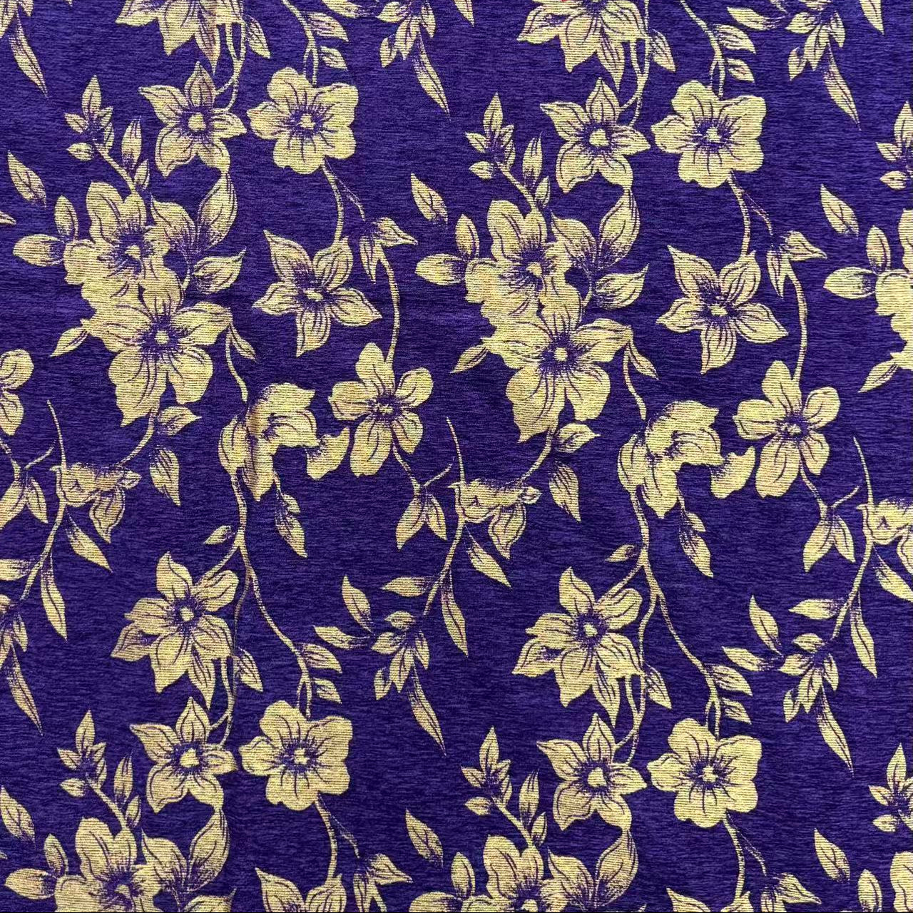 Beige Vine Floral Chenille Jacquard Fabric Curtain & Drapery