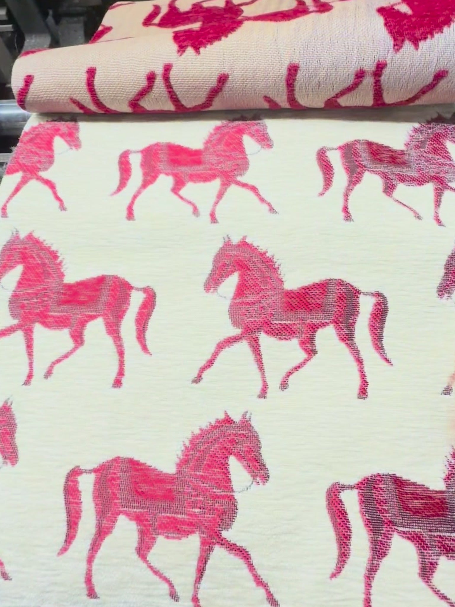 Vintage Horse Motif Chenille Jacquard Fabric Chenille Jacquard Fabric