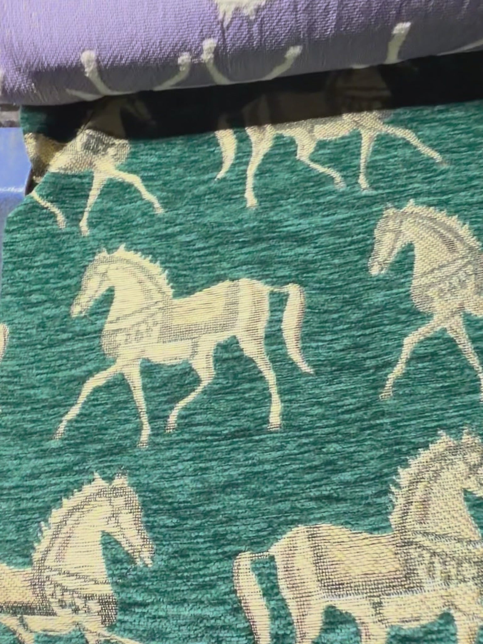 Vintage Horse Motif Chenille Jacquard Fabric Chenille Jacquard Fabric