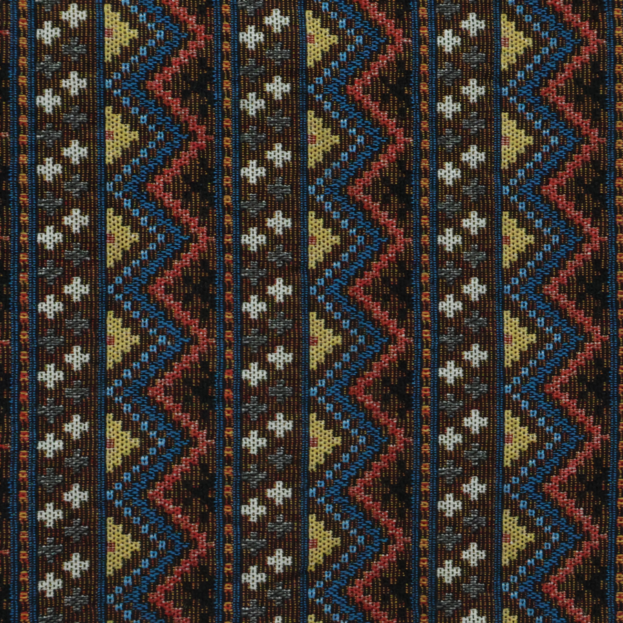 Dark Brown Ethnic Stripe Jacquard Fabric Curtain & Drapery