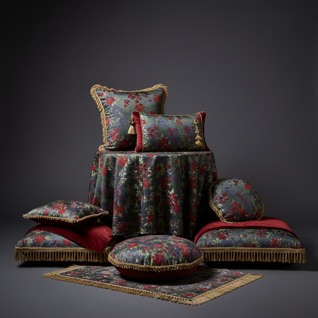 AI application preview: home-textile soft-furnishing composition