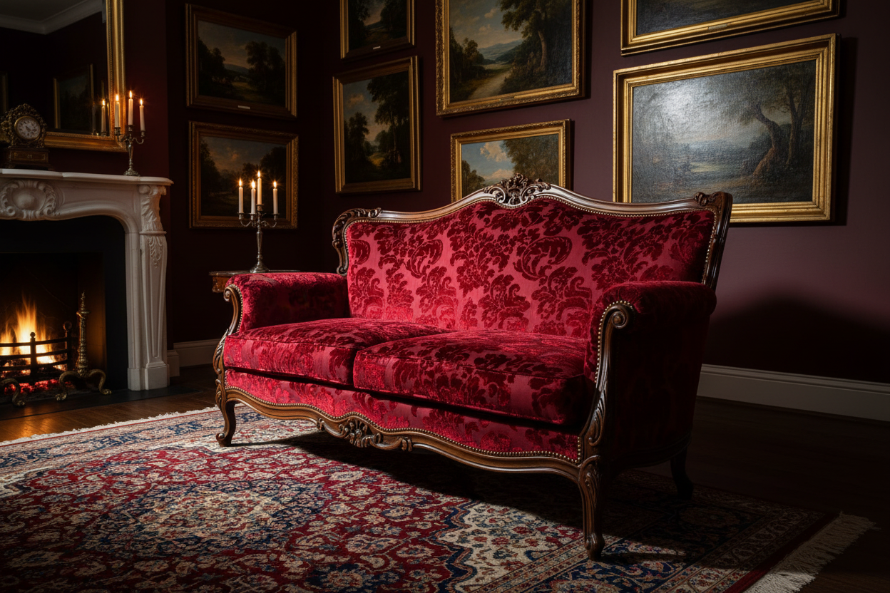 Baroque two-seat sofa in a real room setting