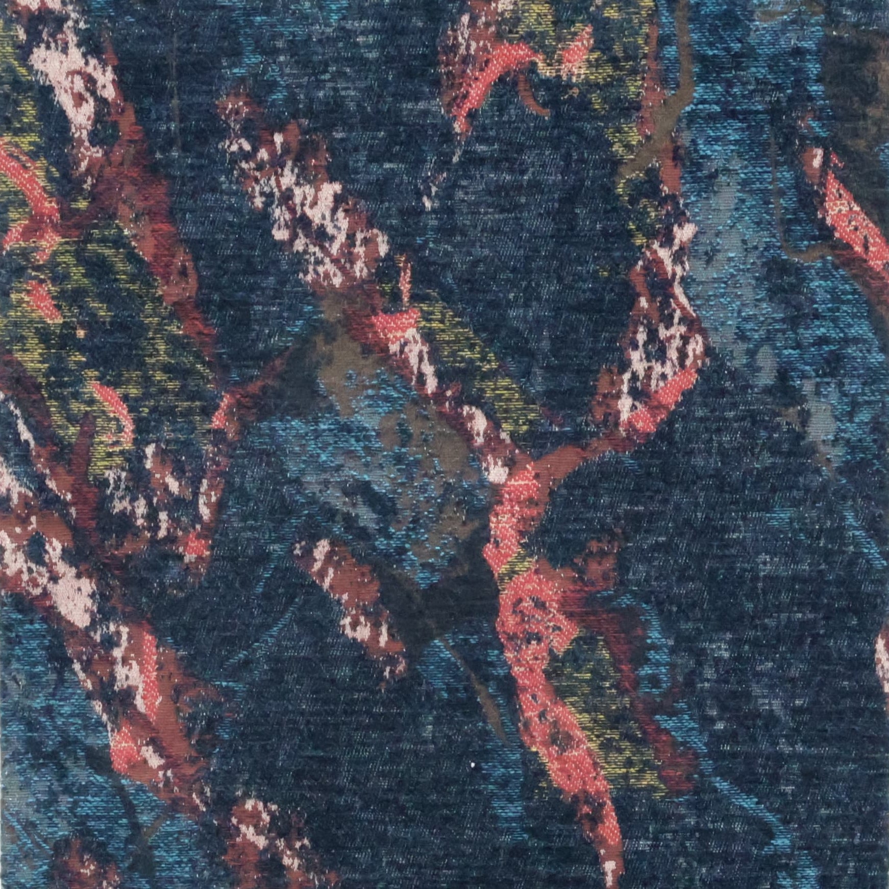 Navy Abstract Chenille Jacquard Fabric Sofa & Upholstery