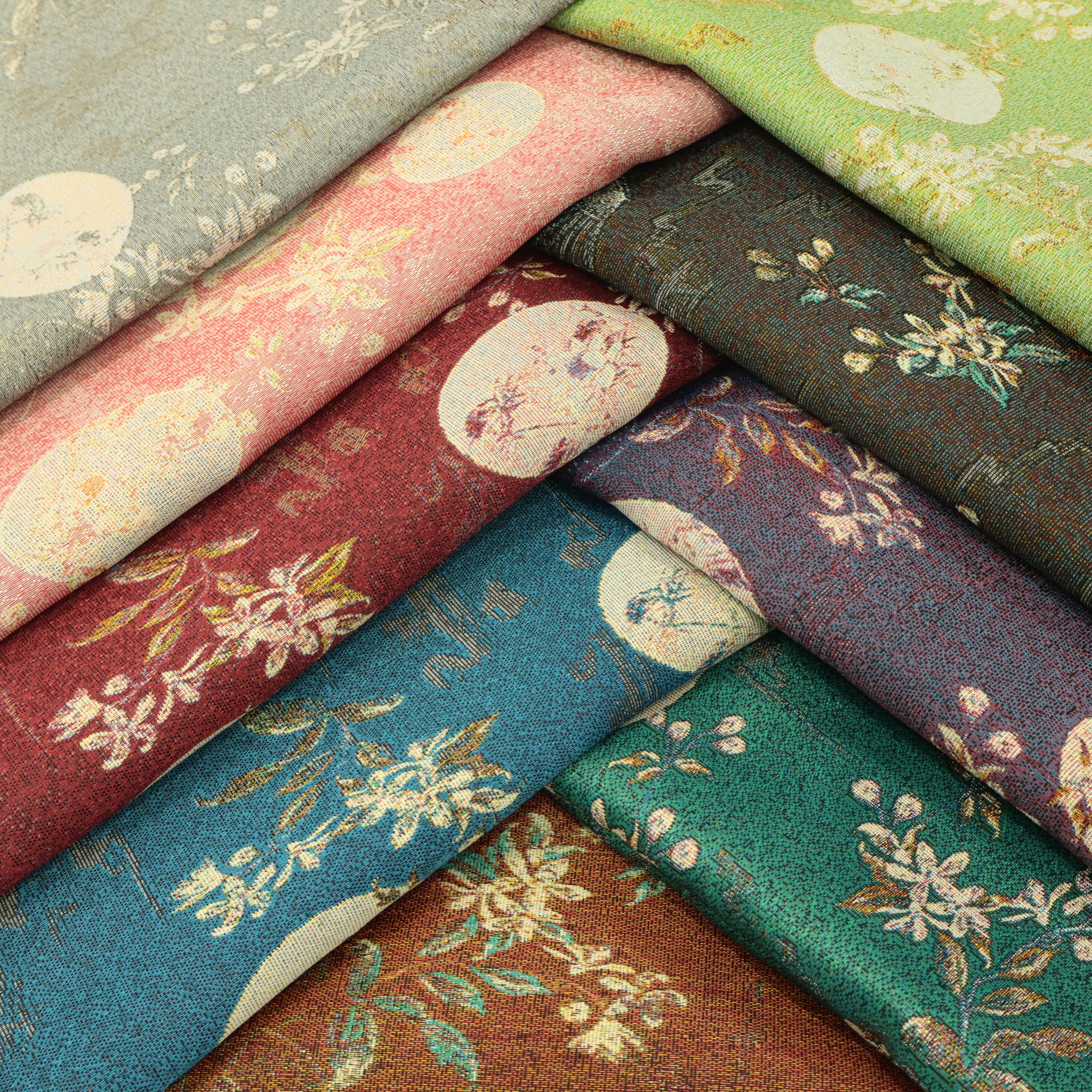 Navy Medallion Floral Jacquard Fabric Rayon Jacquard Fabric