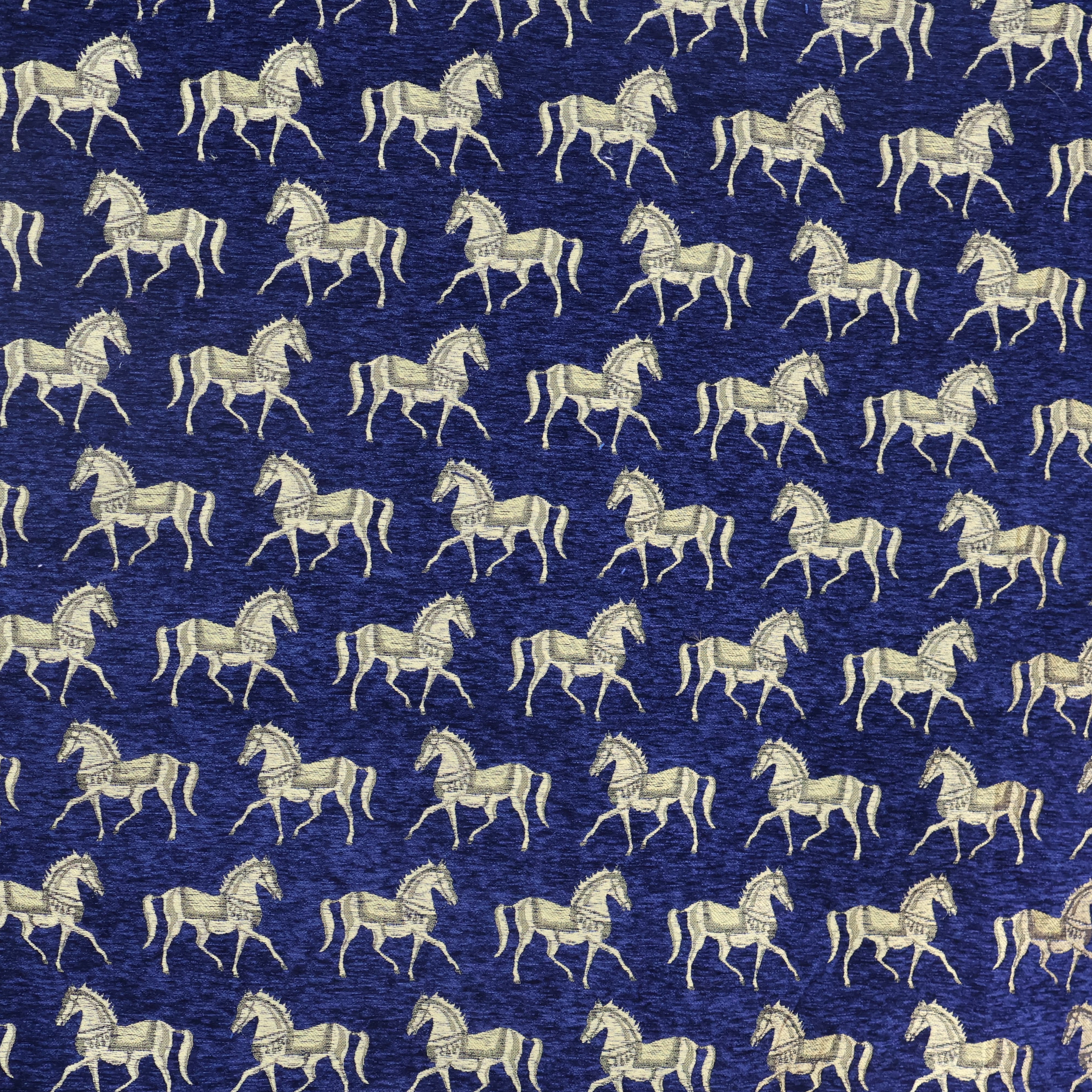 Navy Blue Horse Chenille Jacquard Fabric Chenille Jacquard Fabric
