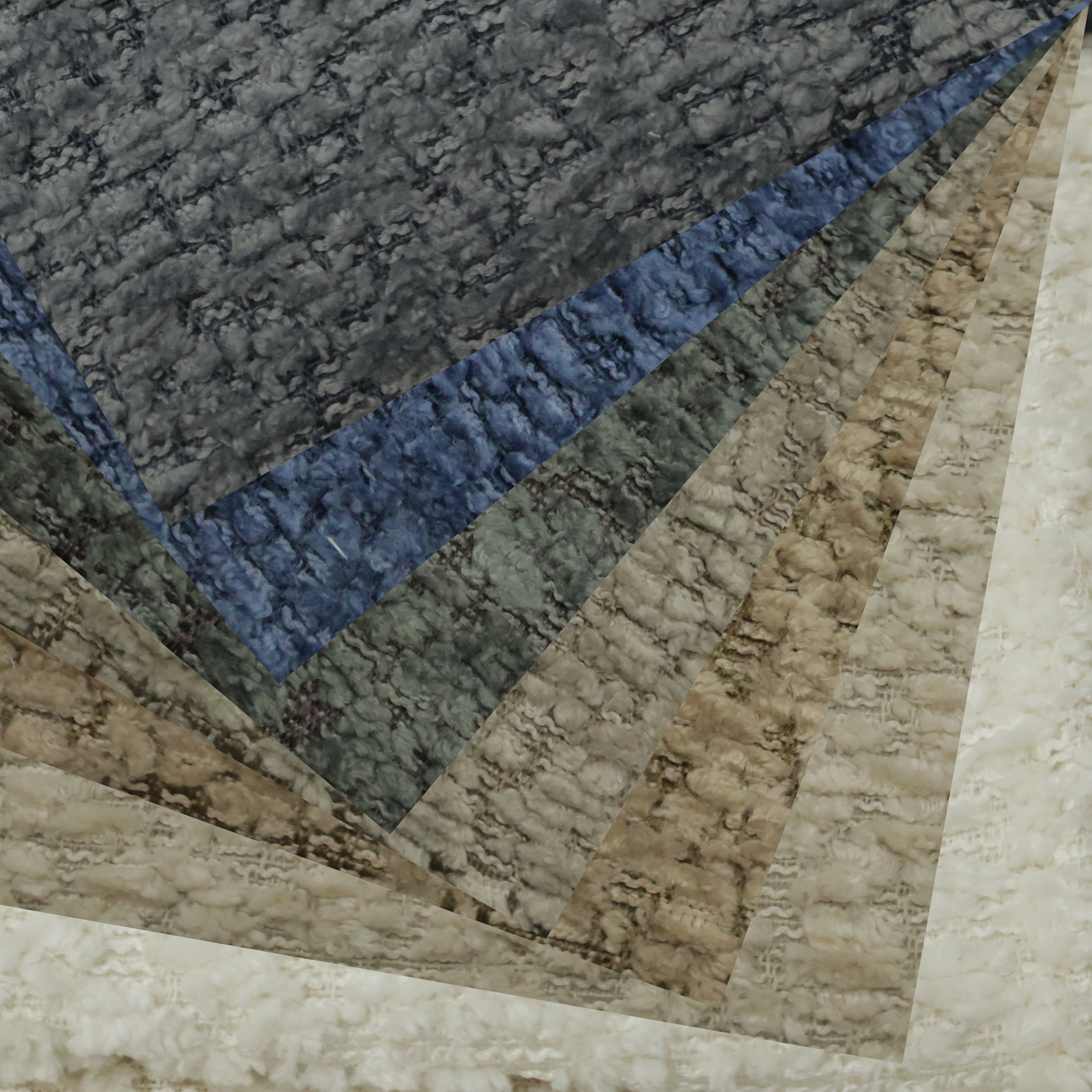 Blue Beige Geometric Chenille Jacquard Upholstery Fabric Sofa & Upholstery