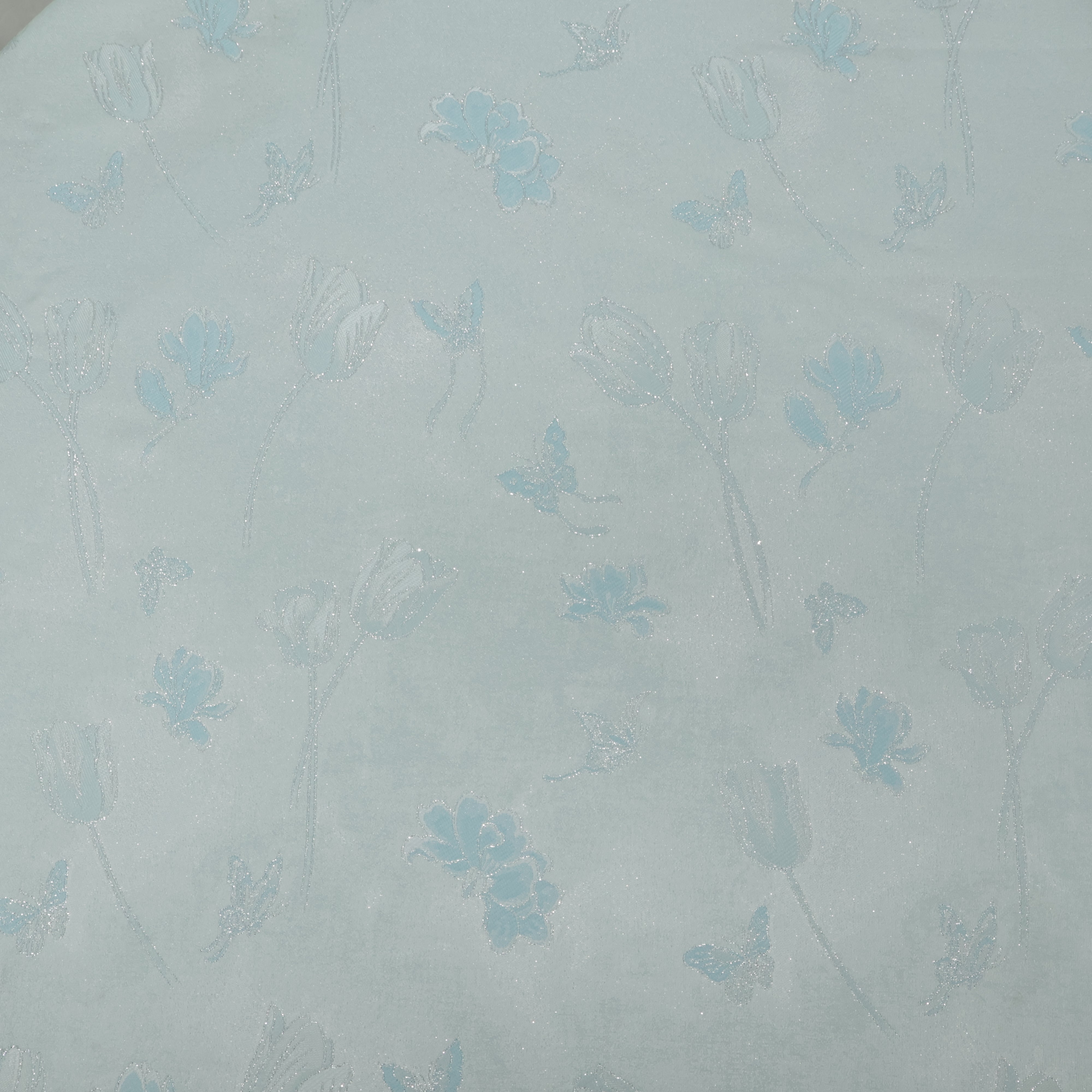 Ice Blue Scattered Floral Jacquard Fabric Jacquard Apparel Fabric