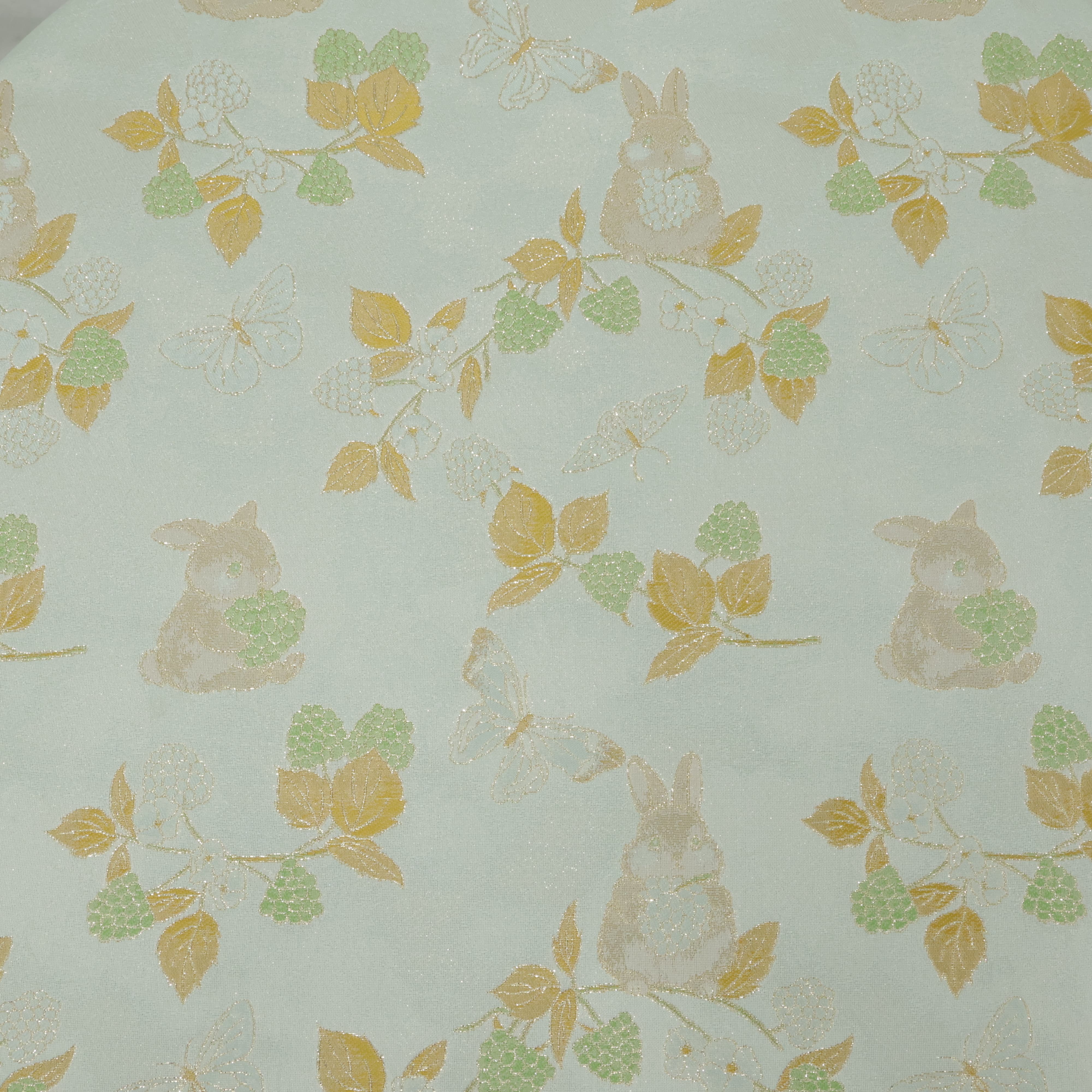 Ivory Bunny Botanical Berry Jacquard Fabric Jacquard Apparel Fabric
