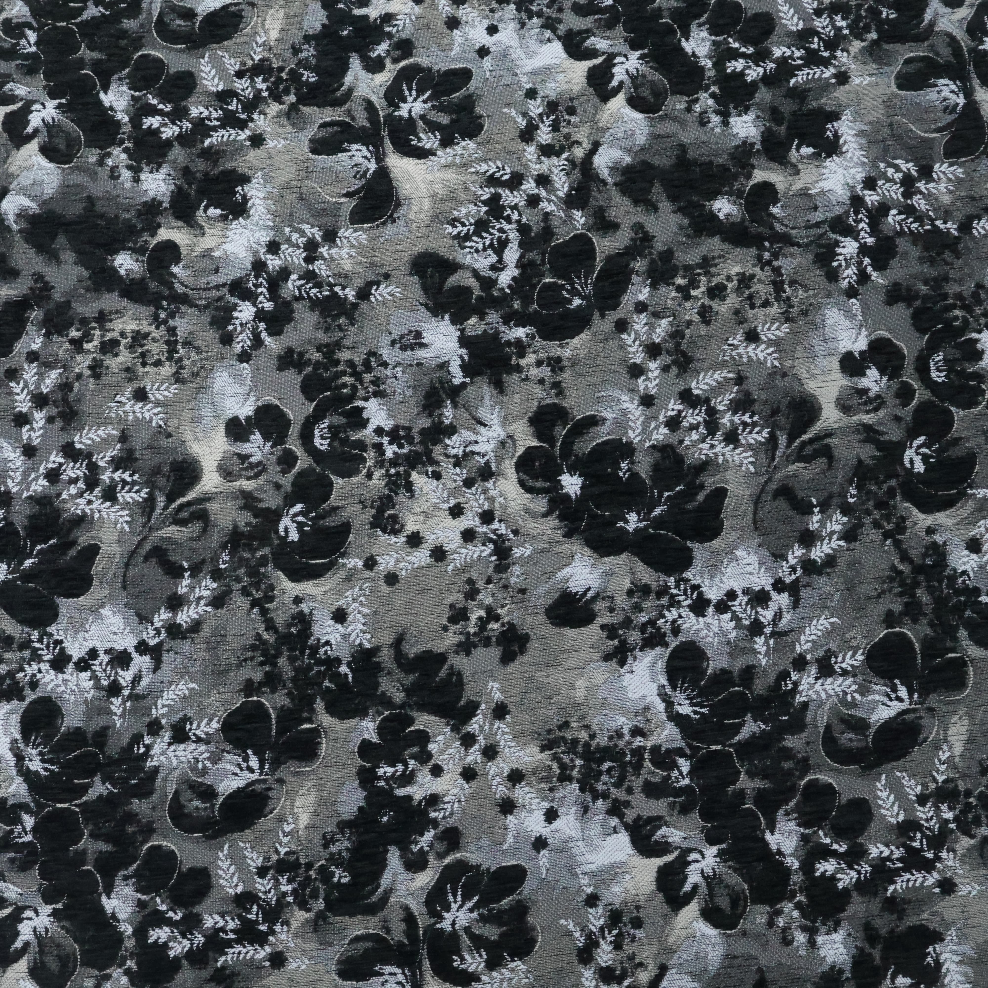 Black Floral Chenille Jacquard Fabric