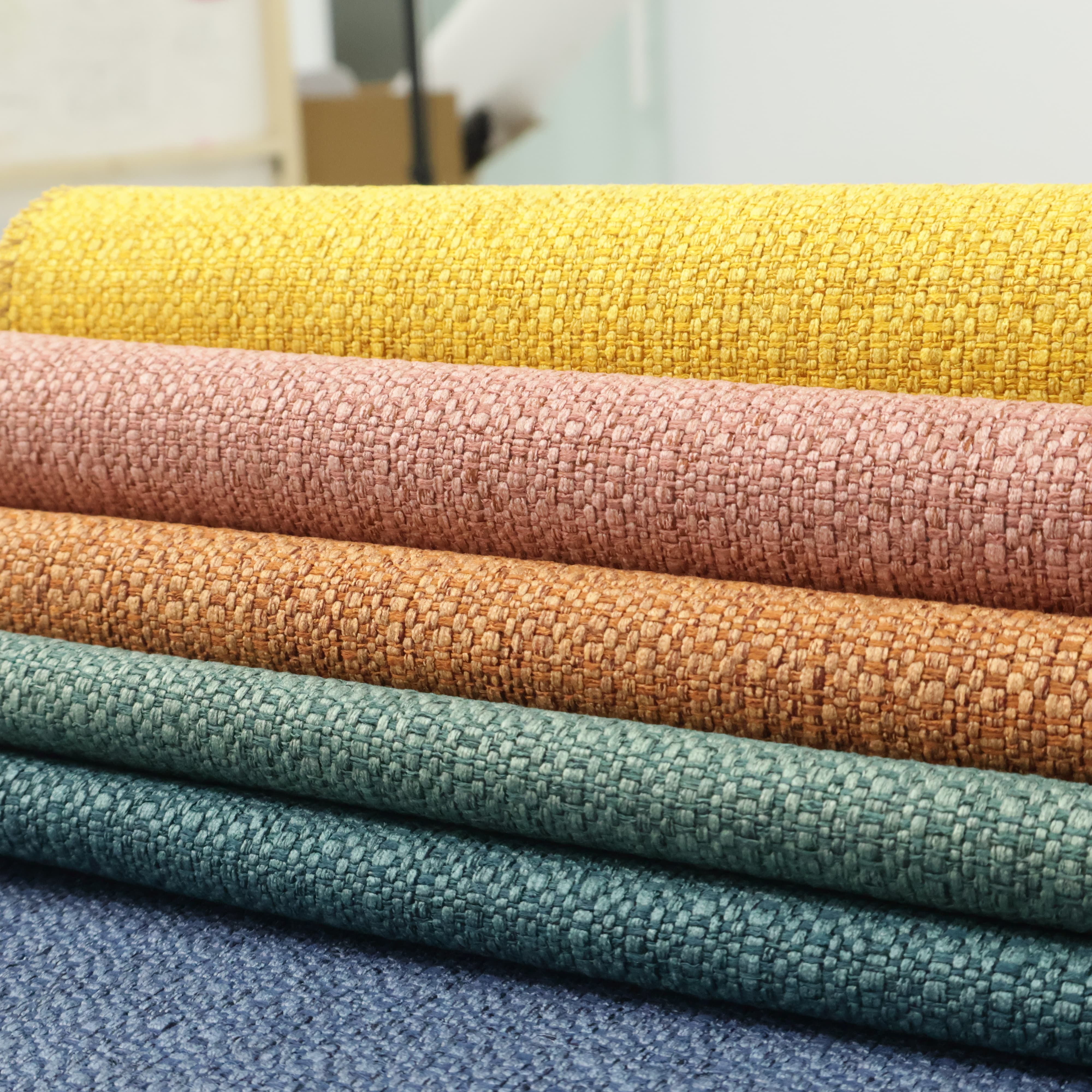 Multicolor Basket Weave Jacquard Upholstery Fabric